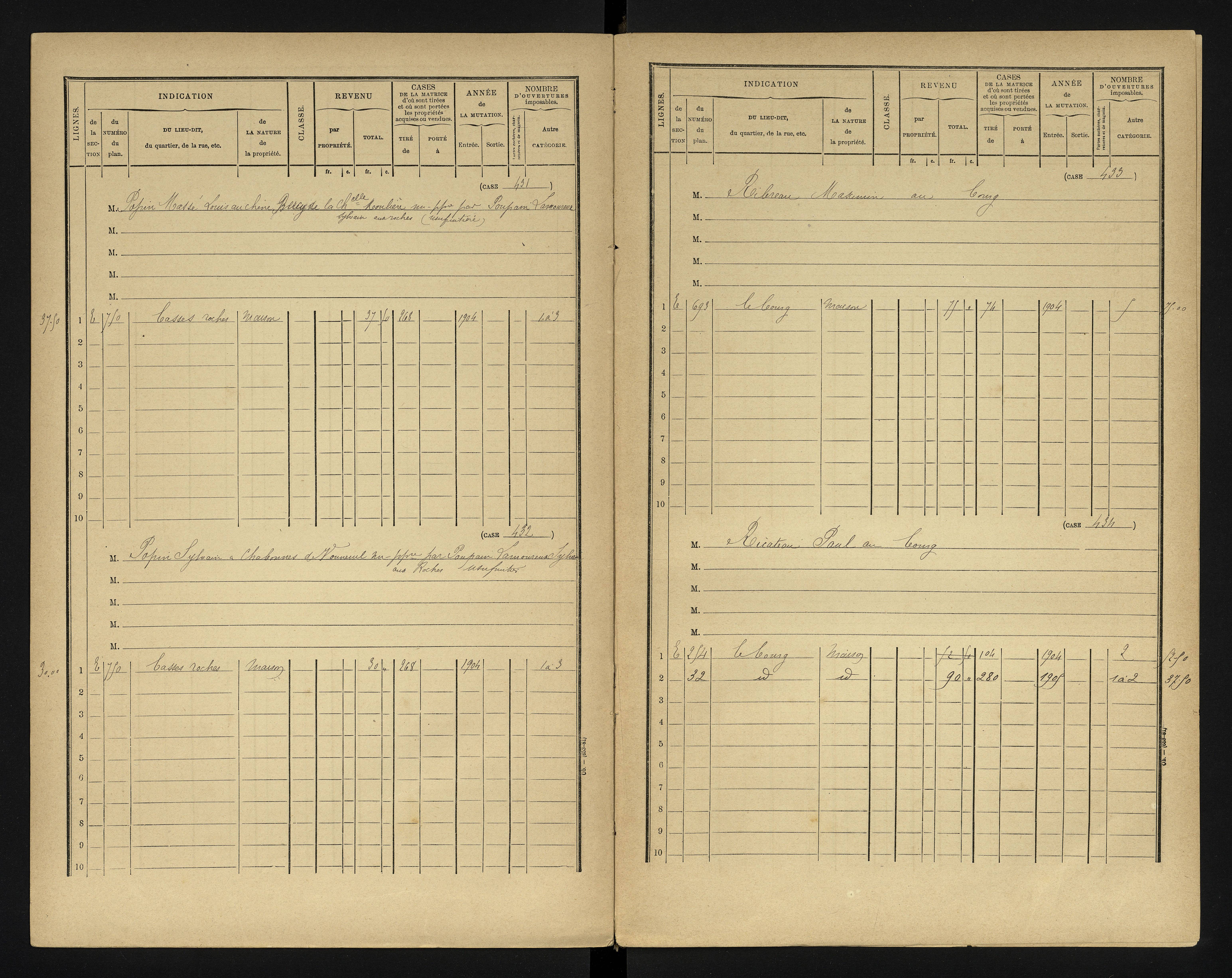 Bonneuil-Matours - FRAD086_cadastre Cases 1-444 