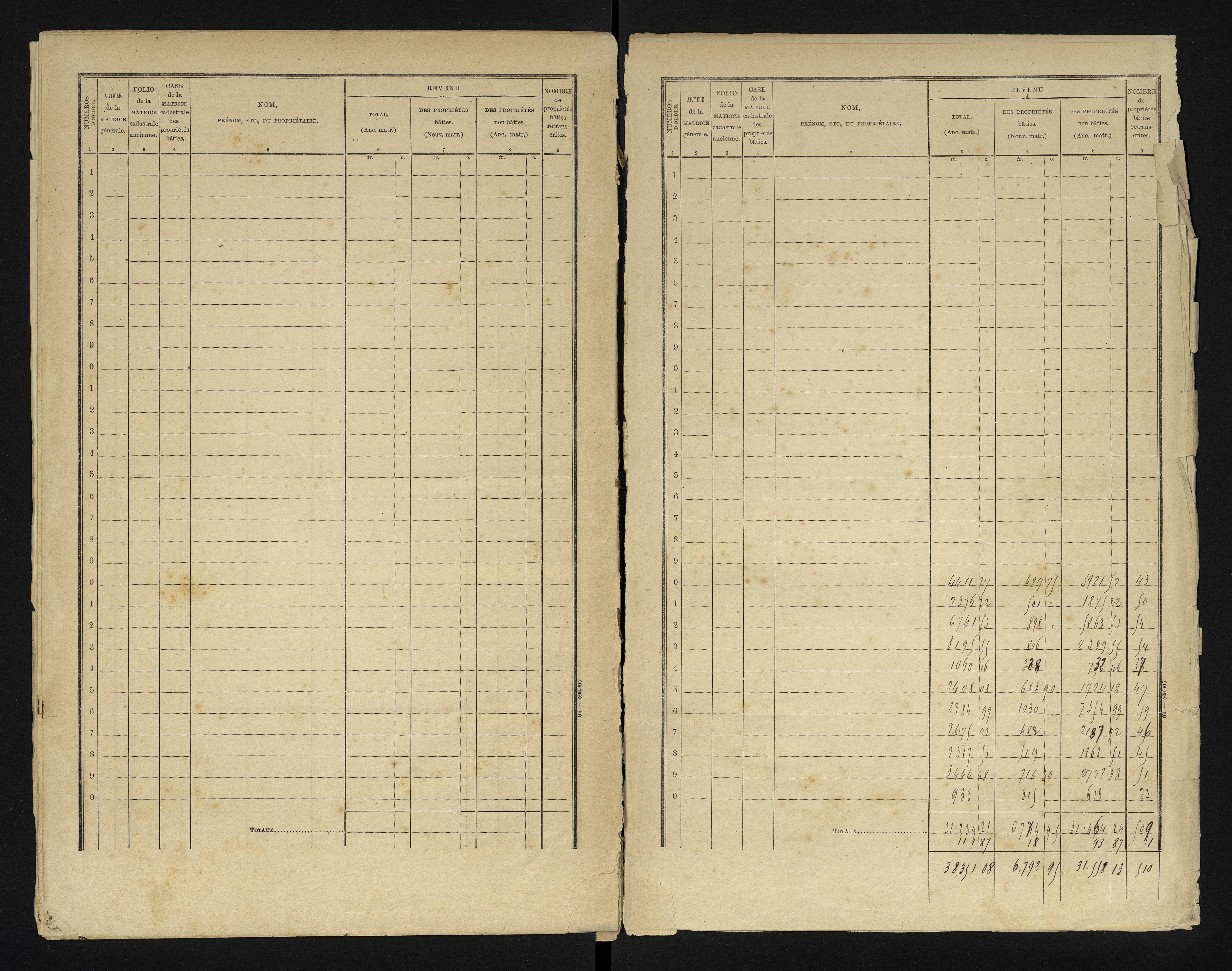 Bonneuil-Matours - FRAD086_cadastre Cases 1-444 