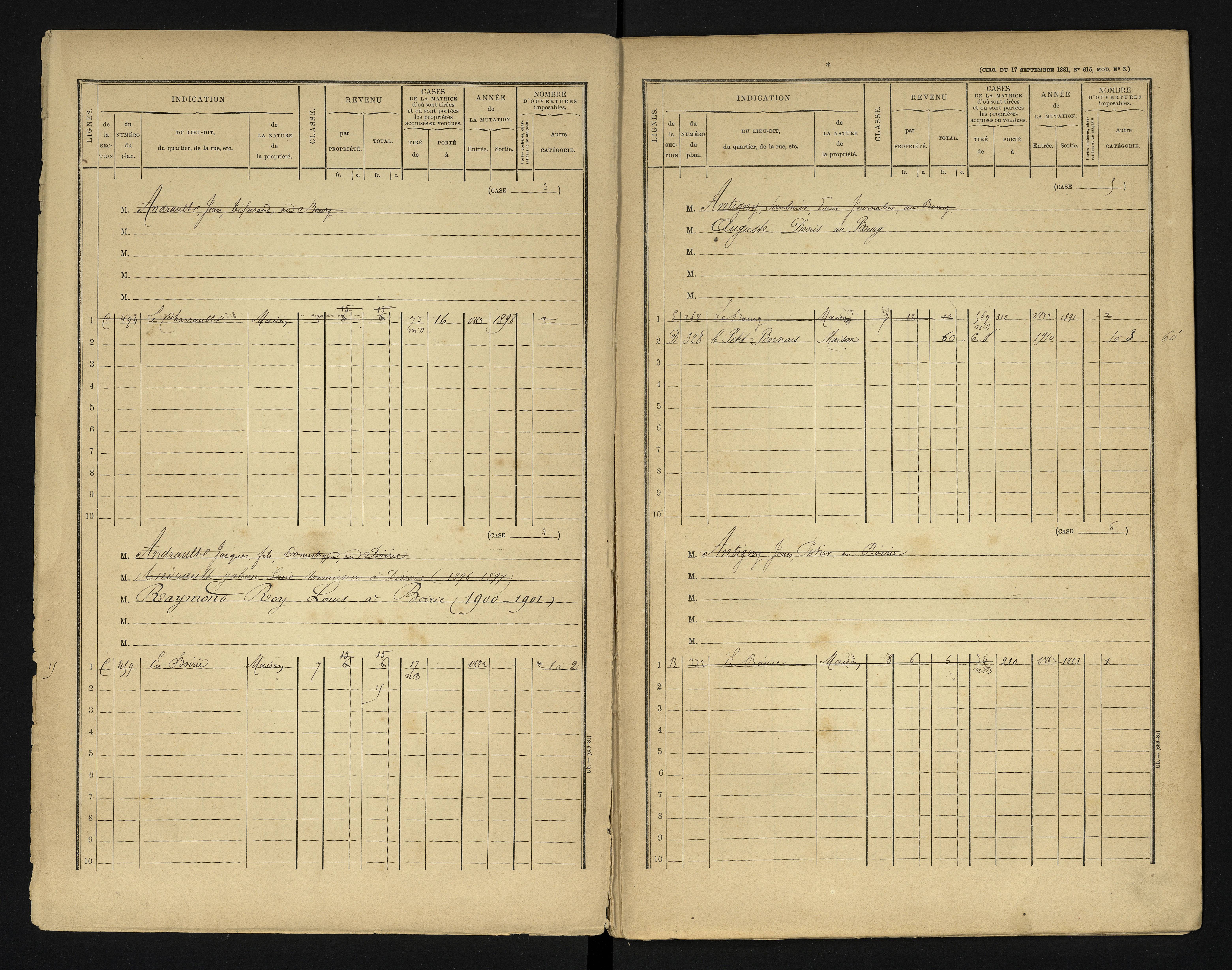 Bonneuil-Matours - FRAD086_cadastre Cases 1-444 