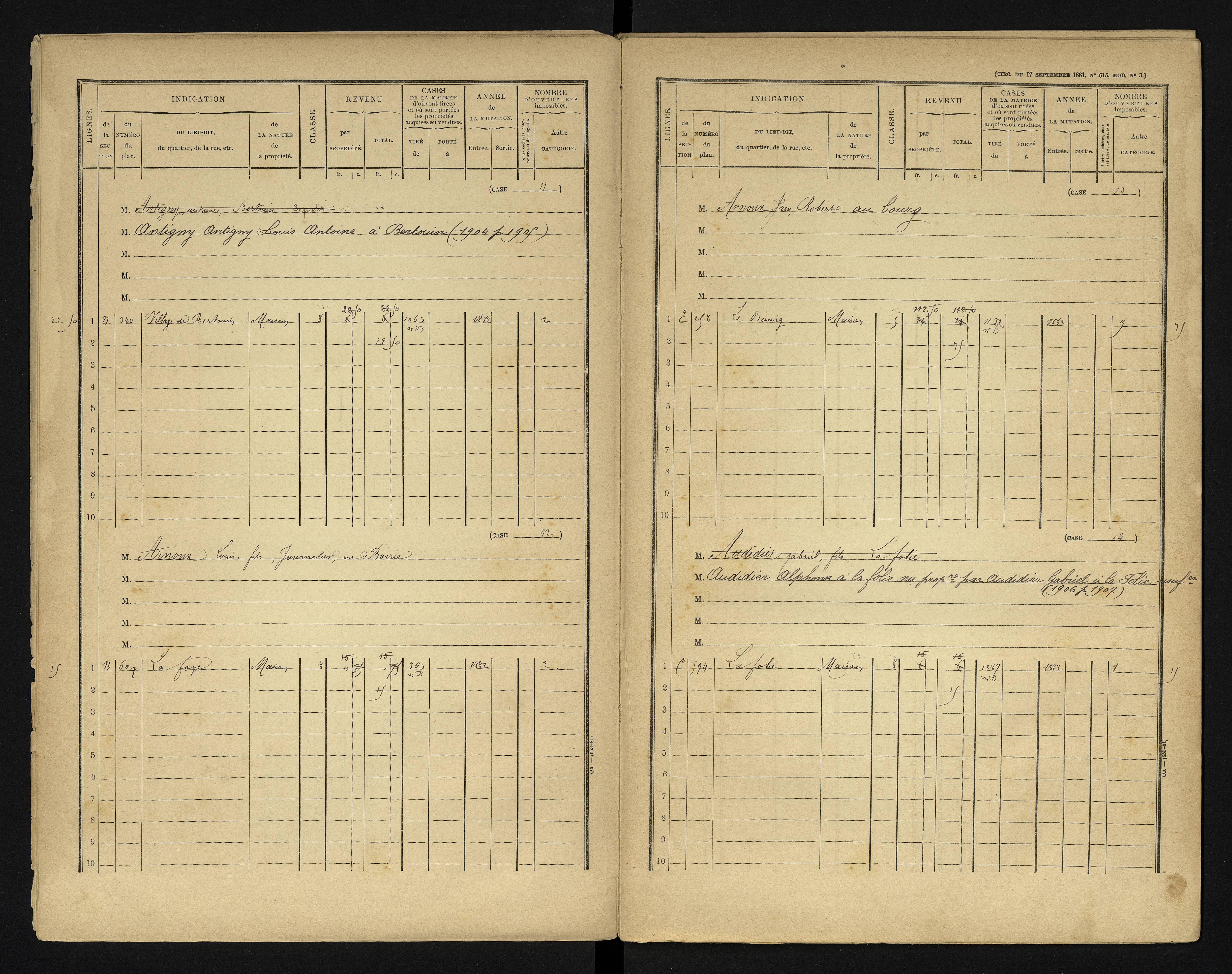 Bonneuil-Matours - FRAD086_cadastre Cases 1-444 