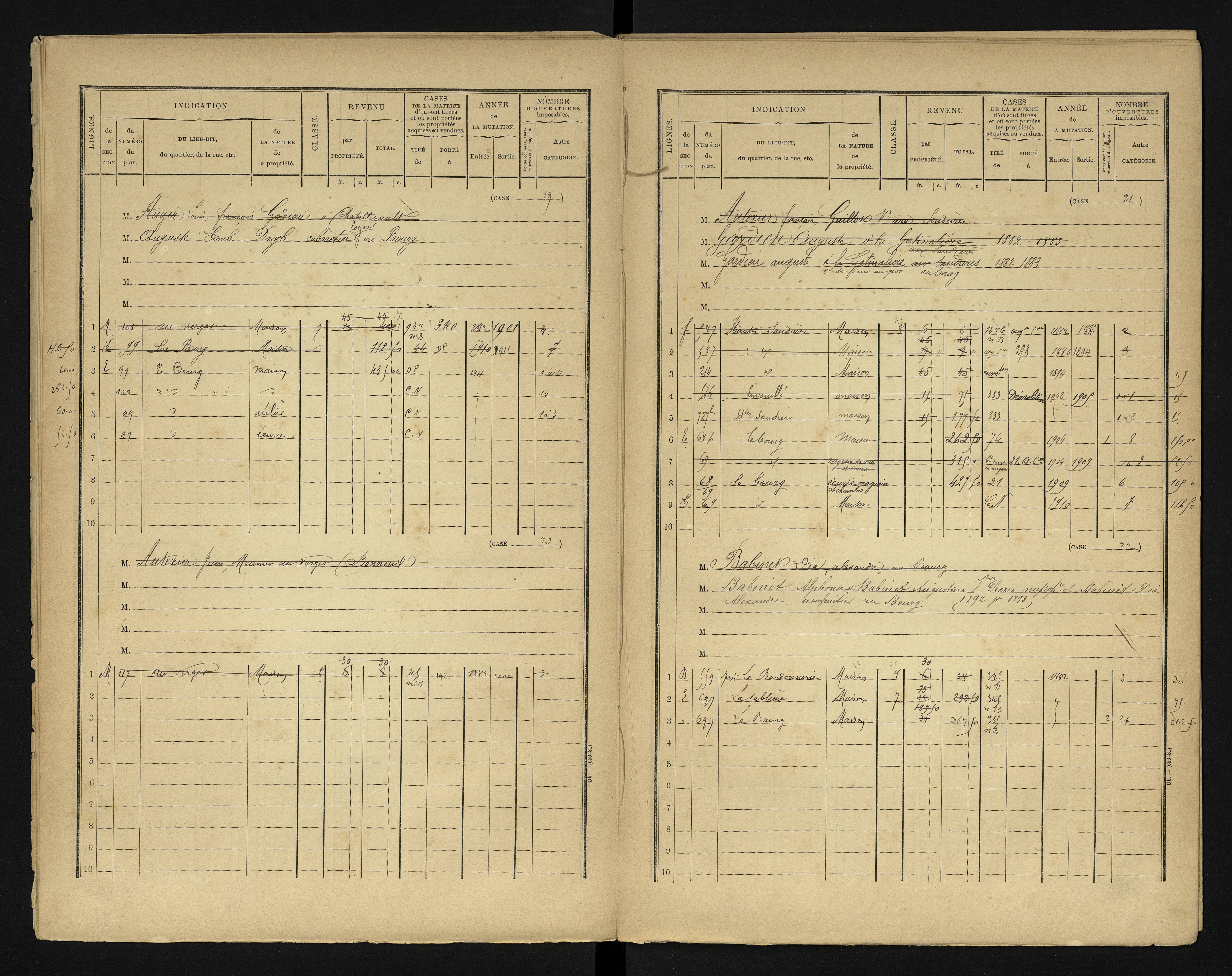 Bonneuil-Matours - FRAD086_cadastre Cases 1-444 