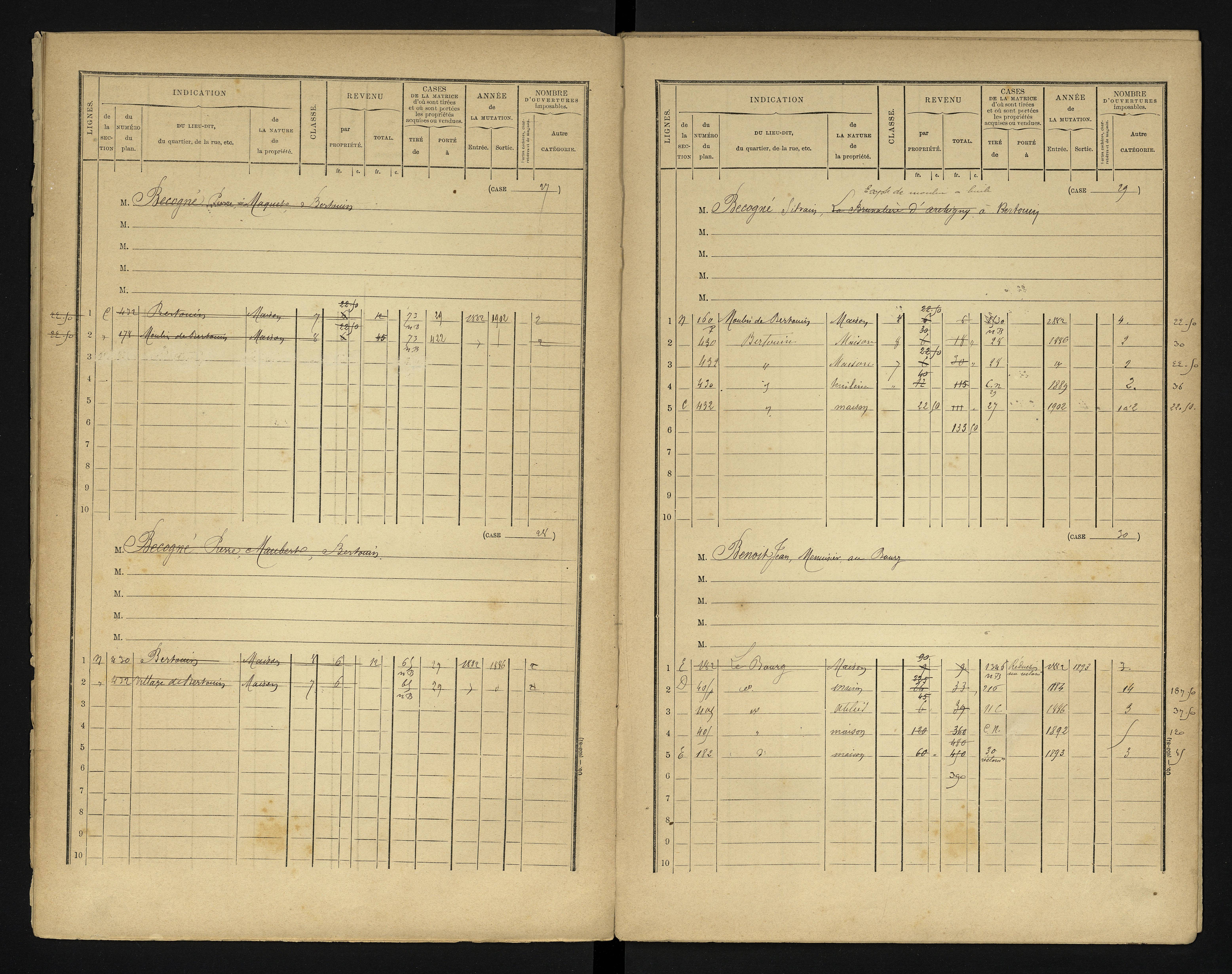Bonneuil-Matours - FRAD086_cadastre Cases 1-444 
