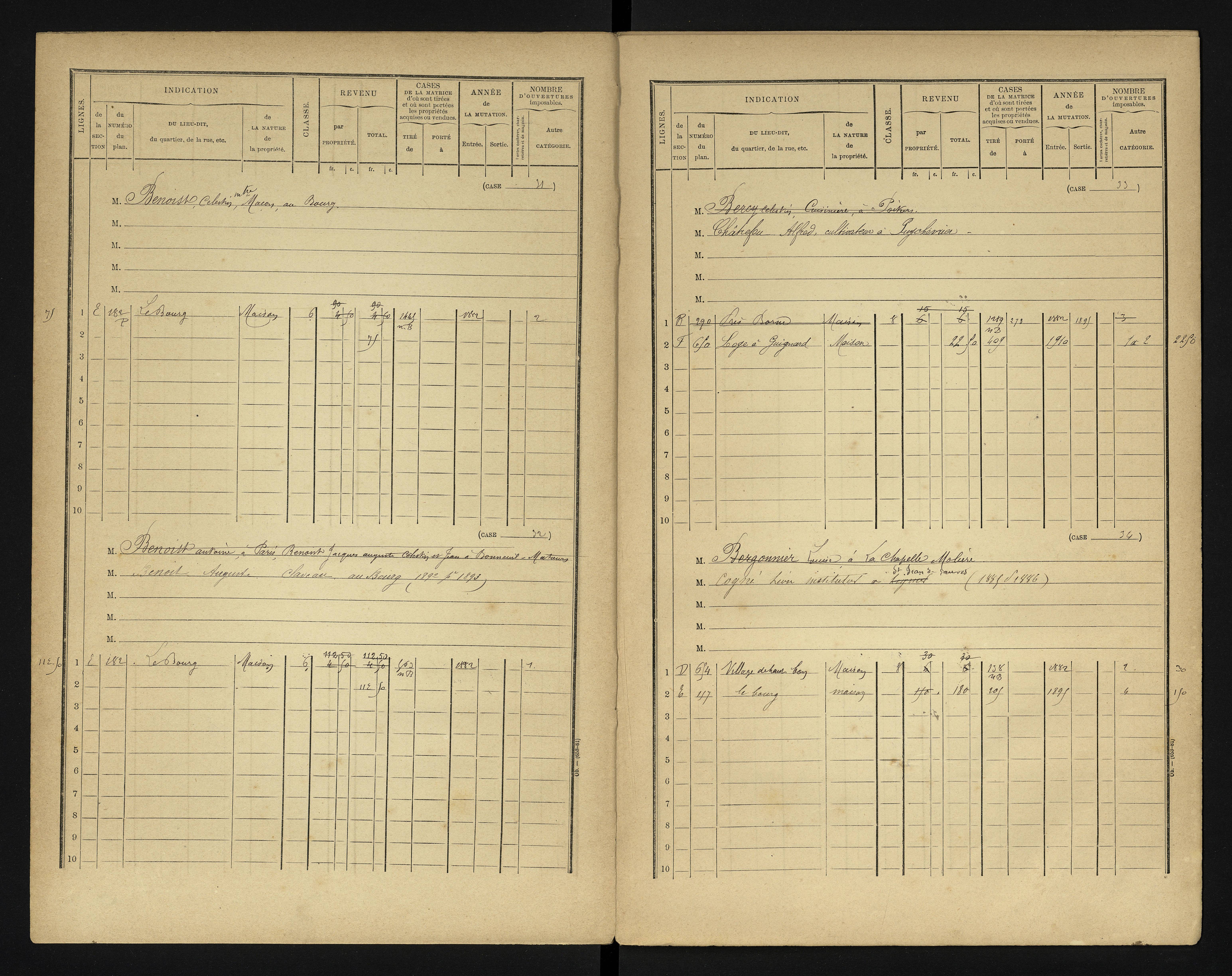 Bonneuil-Matours - FRAD086_cadastre Cases 1-444 