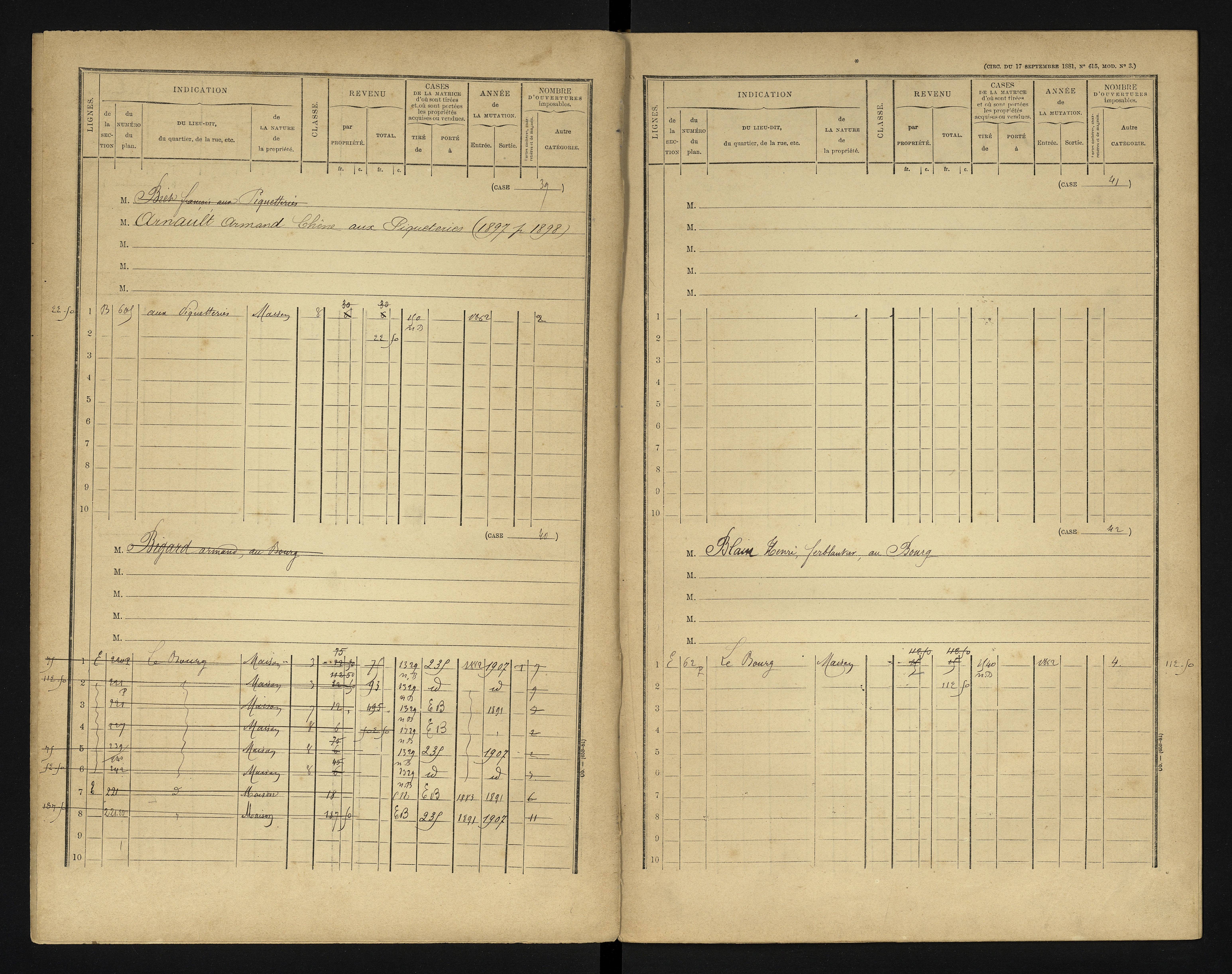 Bonneuil-Matours - FRAD086_cadastre Cases 1-444 