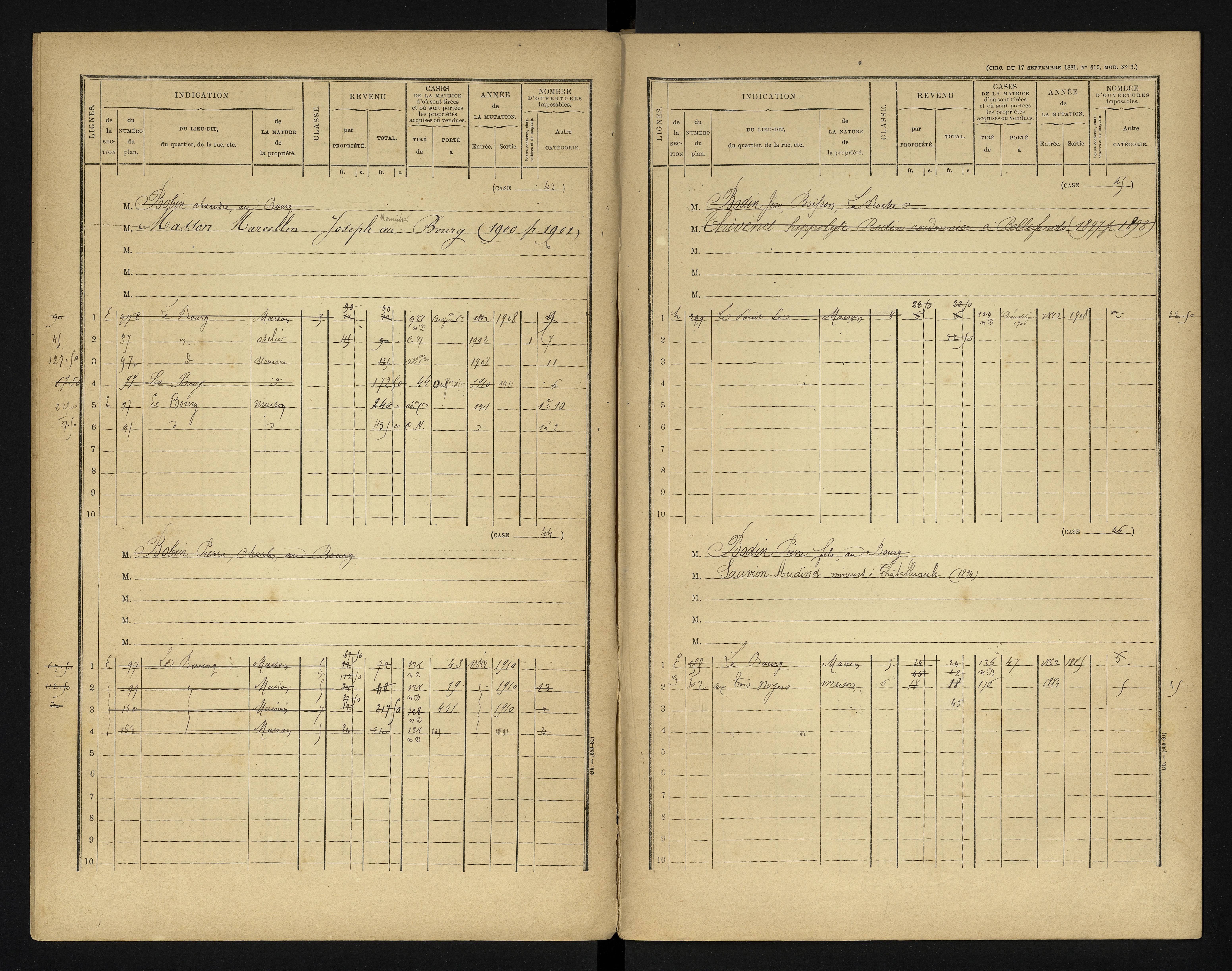 Bonneuil-Matours - FRAD086_cadastre Cases 1-444 