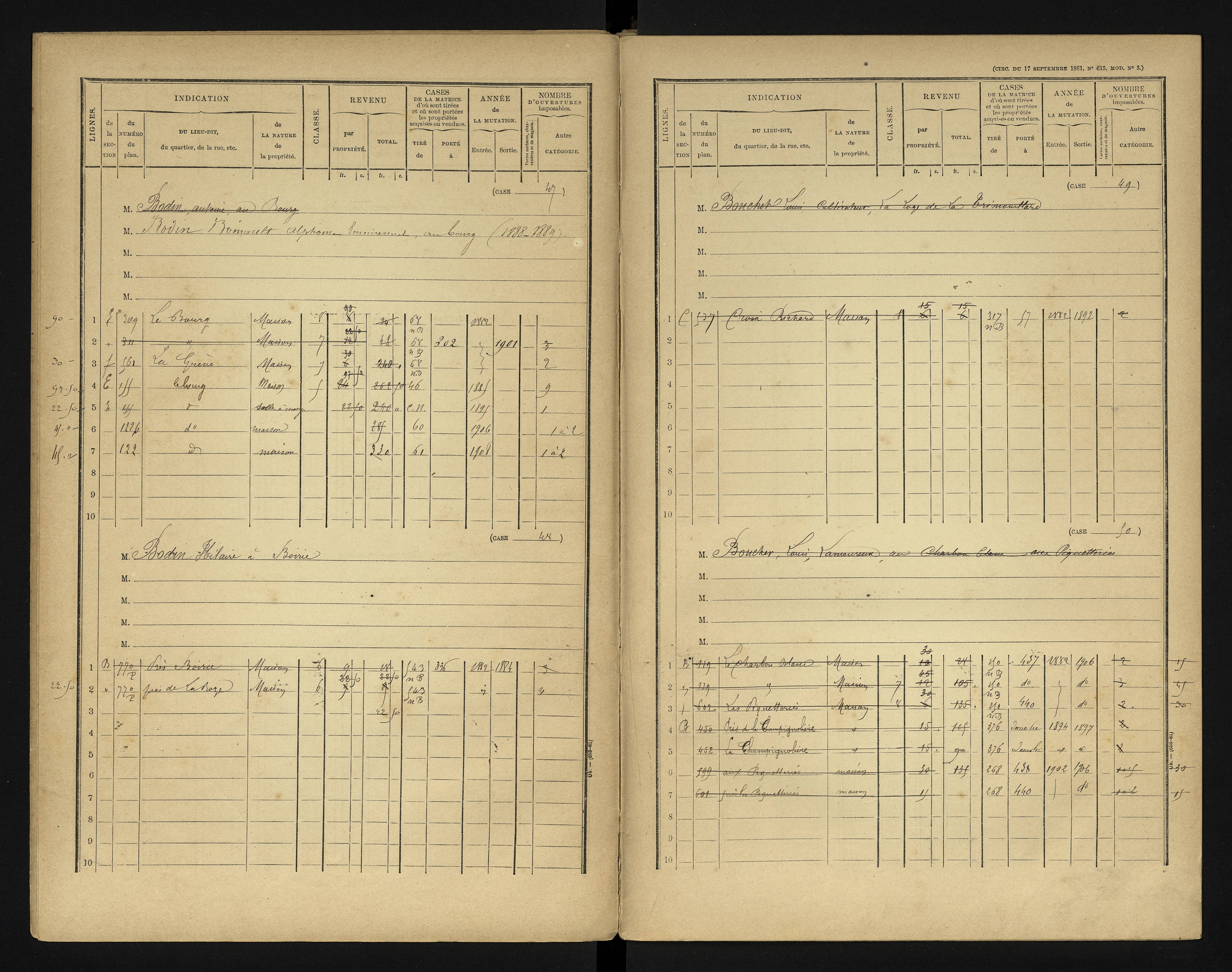 Bonneuil-Matours - FRAD086_cadastre Cases 1-444 