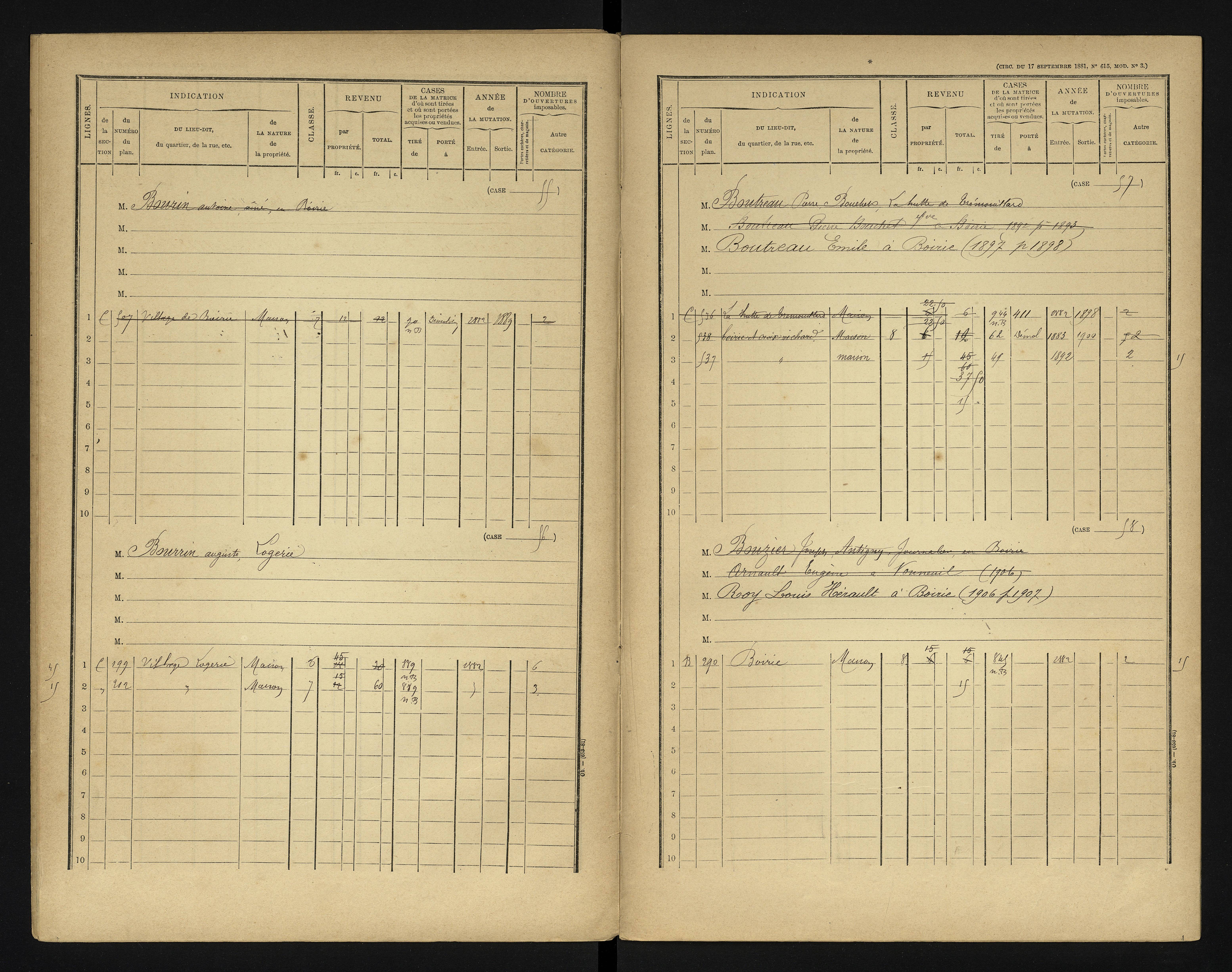 Bonneuil-Matours - FRAD086_cadastre Cases 1-444 