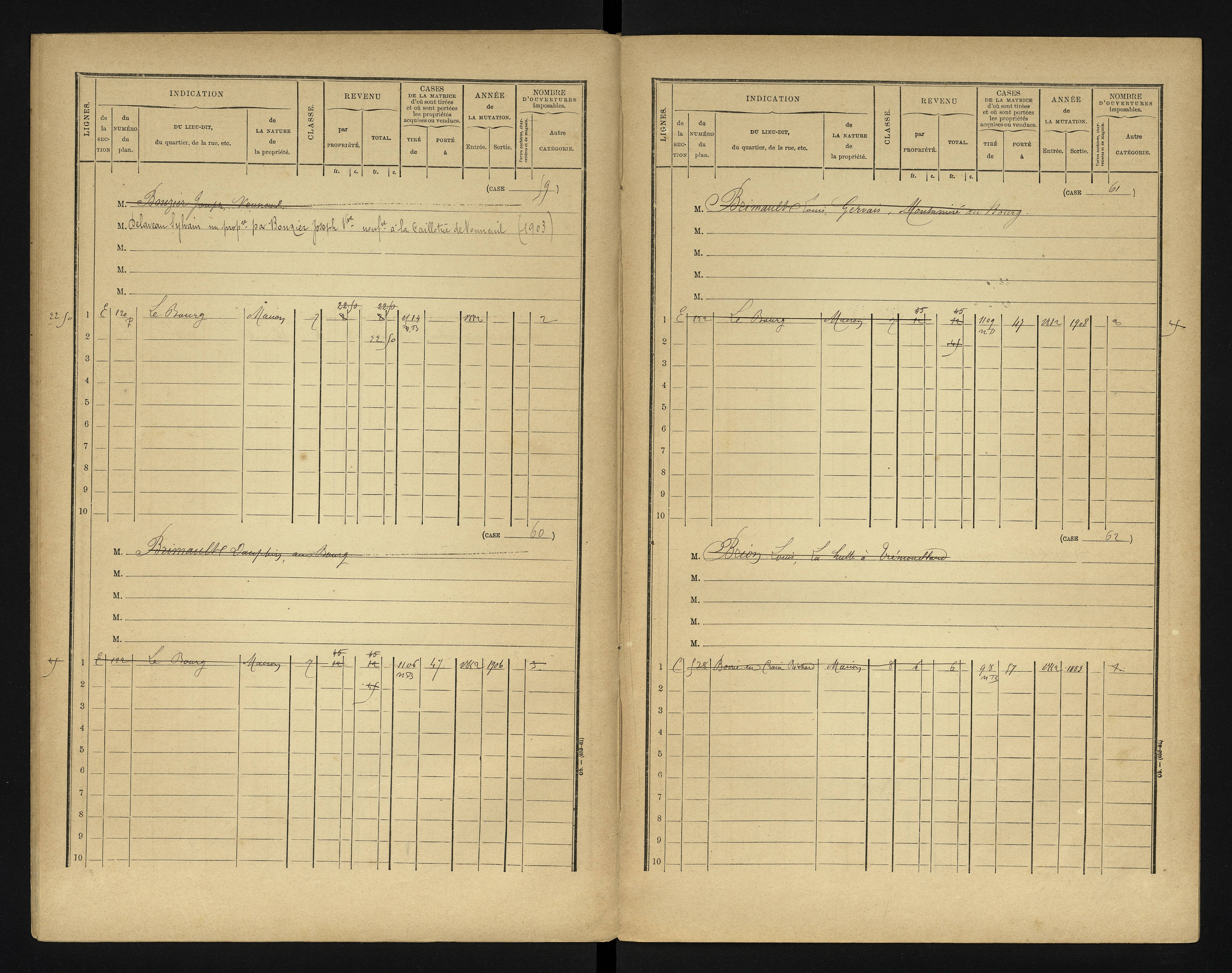 Bonneuil-Matours - FRAD086_cadastre Cases 1-444 