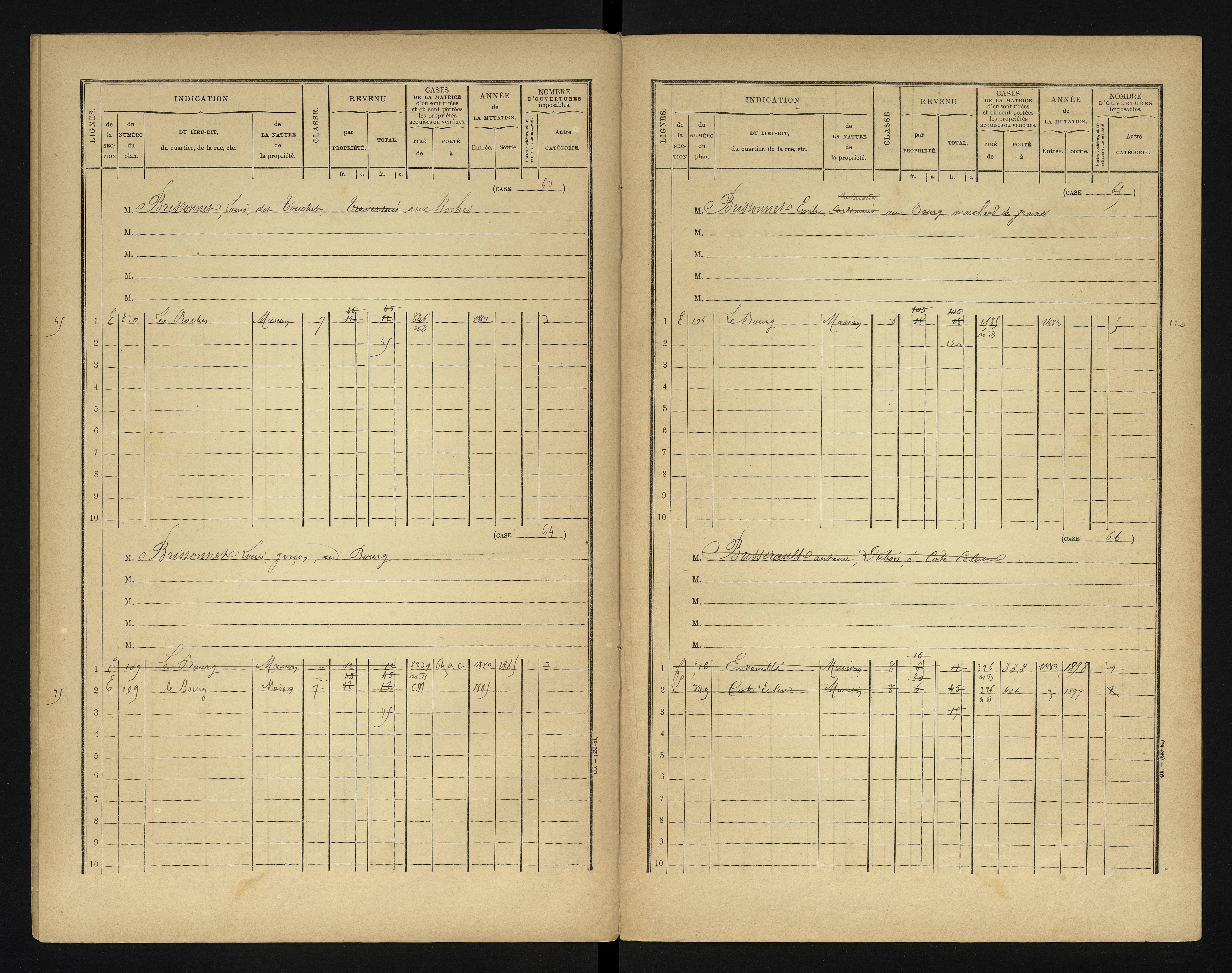 Bonneuil-Matours - FRAD086_cadastre Cases 1-444 
