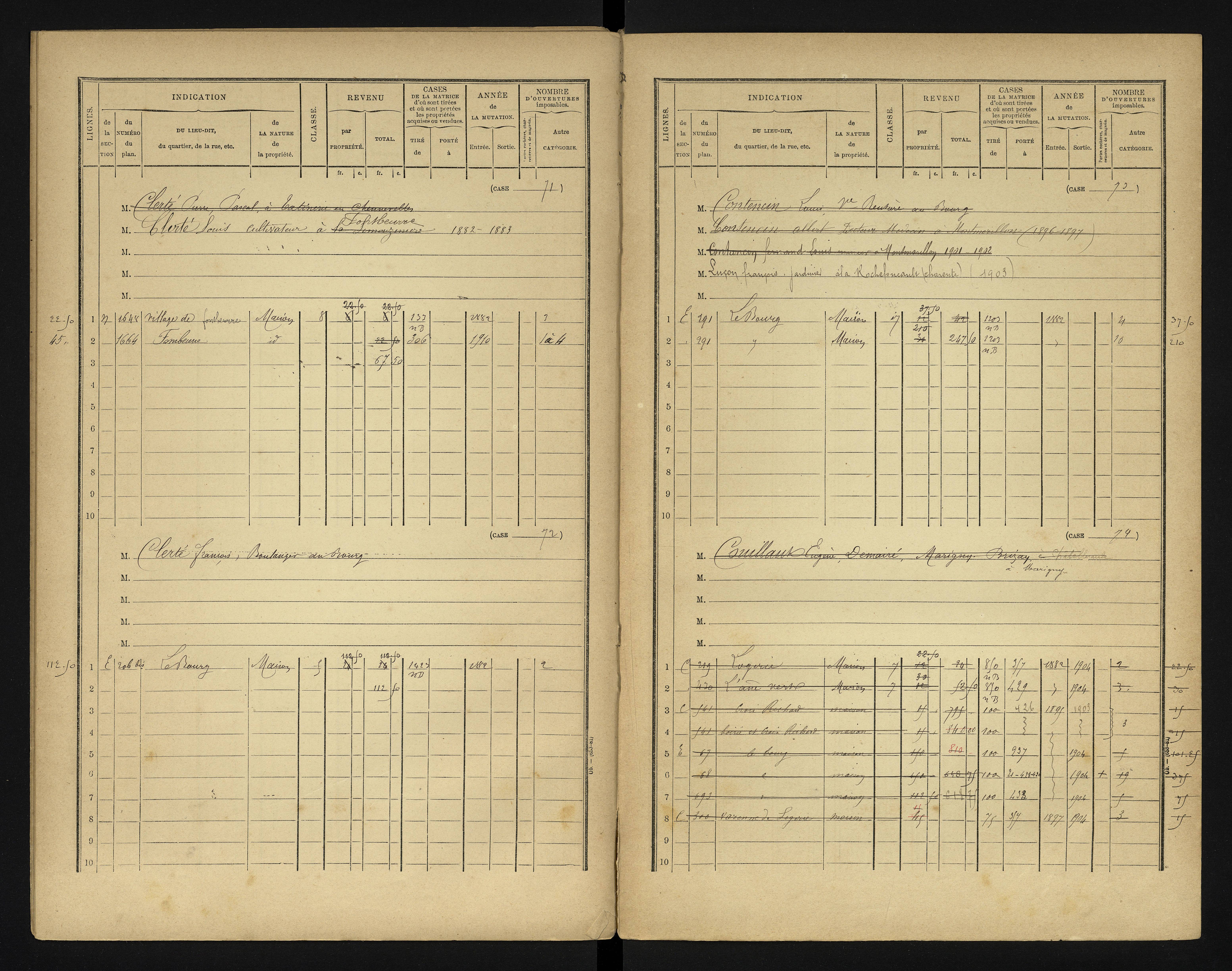 Bonneuil-Matours - FRAD086_cadastre Cases 1-444 