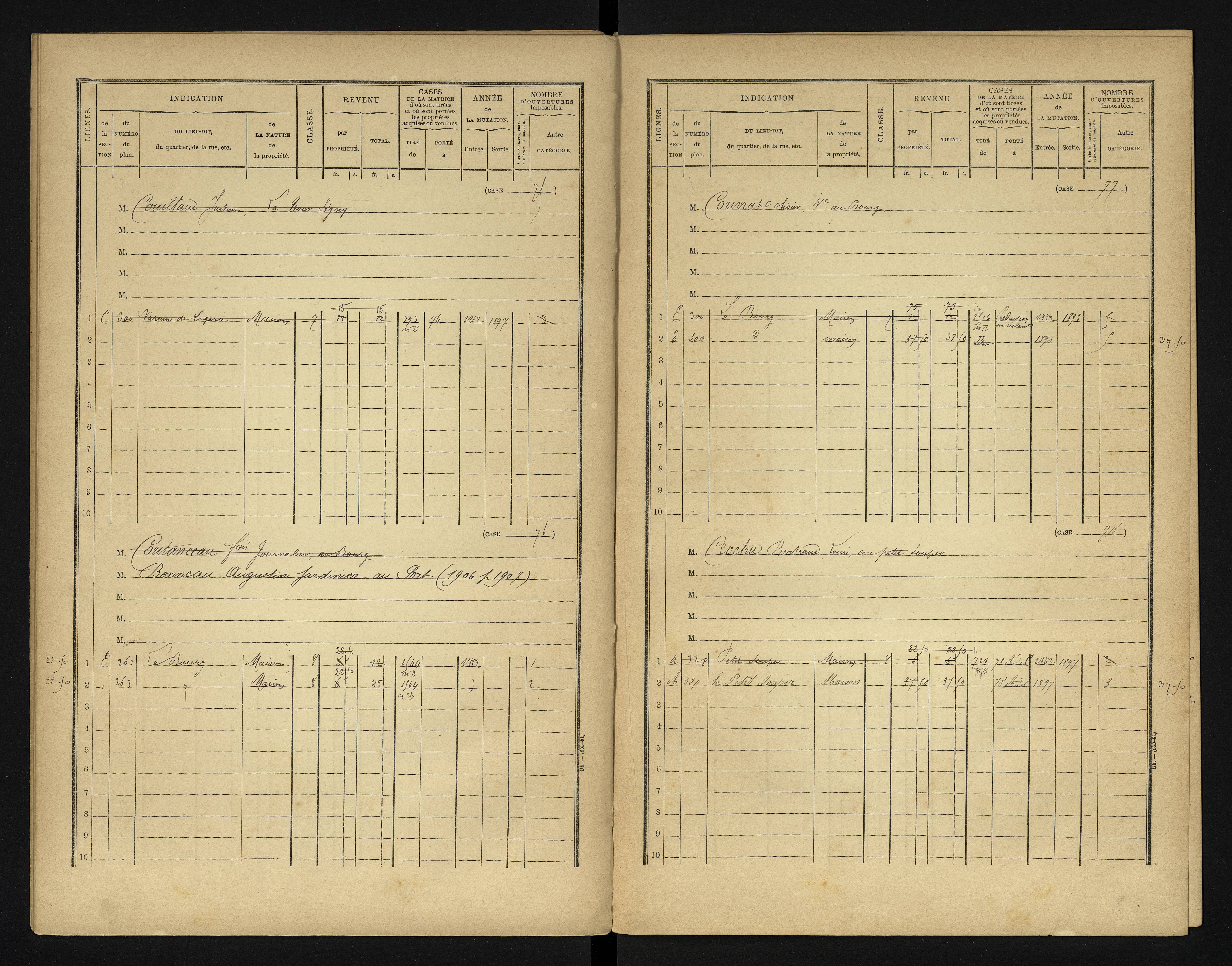 Bonneuil-Matours - FRAD086_cadastre Cases 1-444 