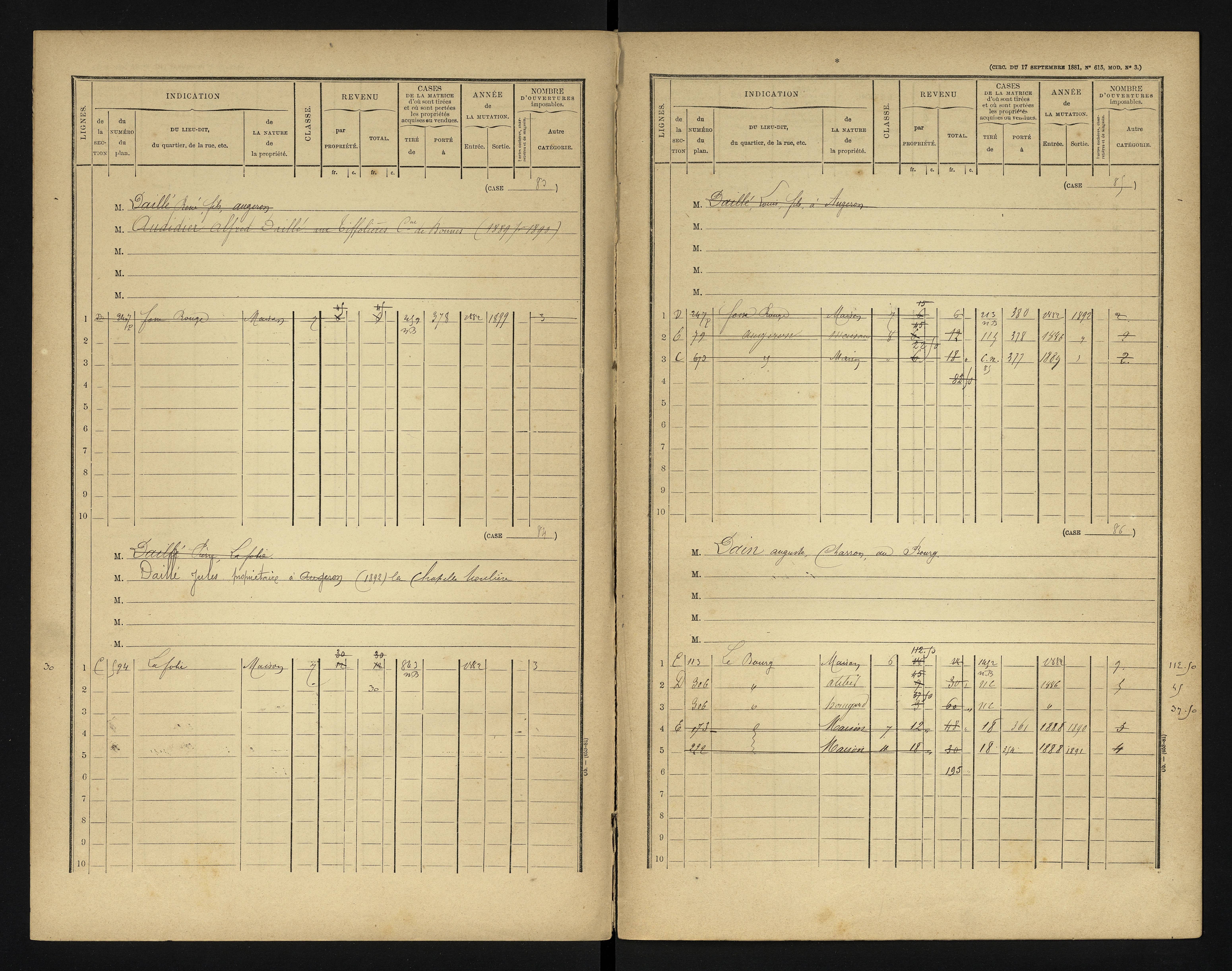Bonneuil-Matours - FRAD086_cadastre Cases 1-444 