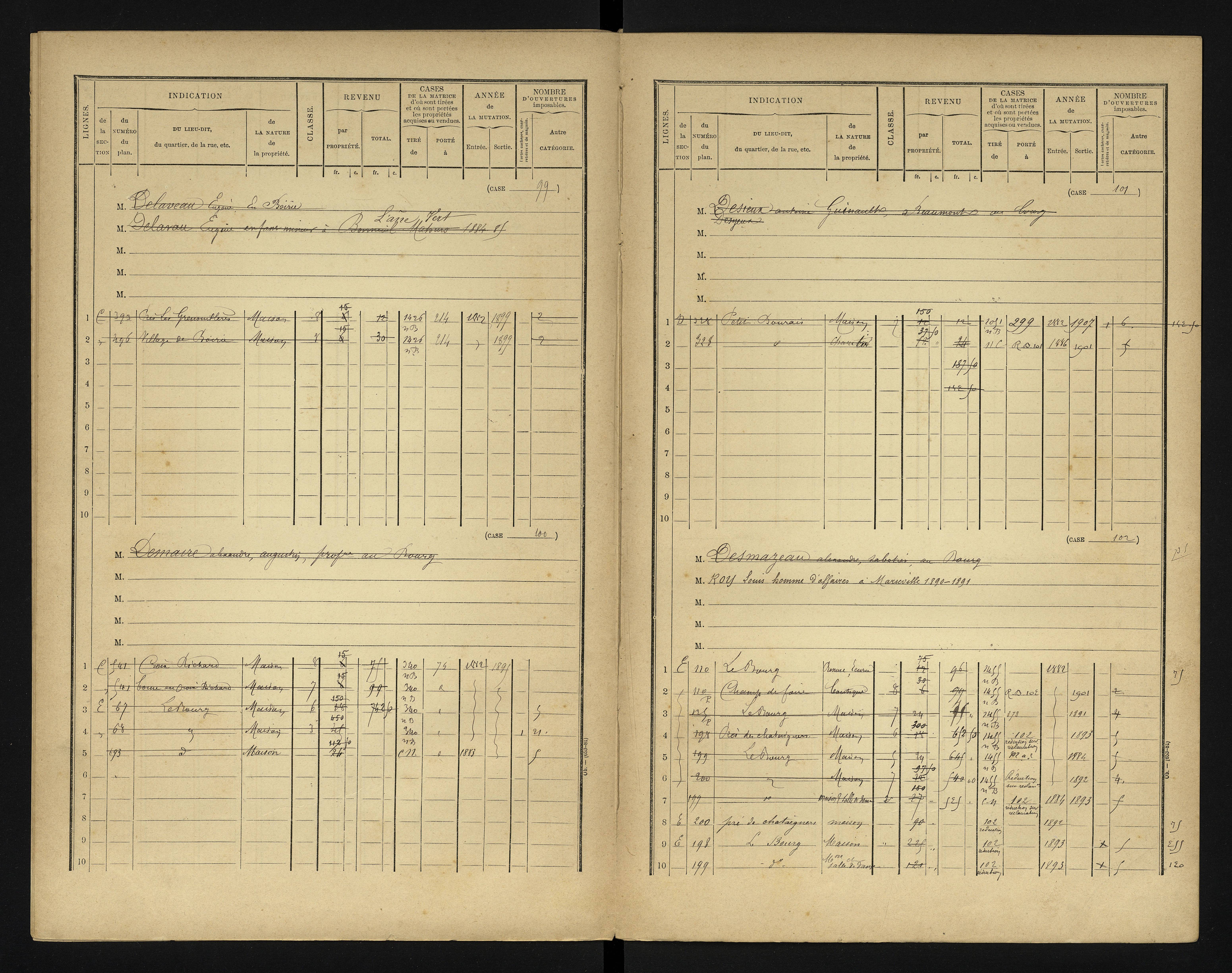 Bonneuil-Matours - FRAD086_cadastre Cases 1-444 