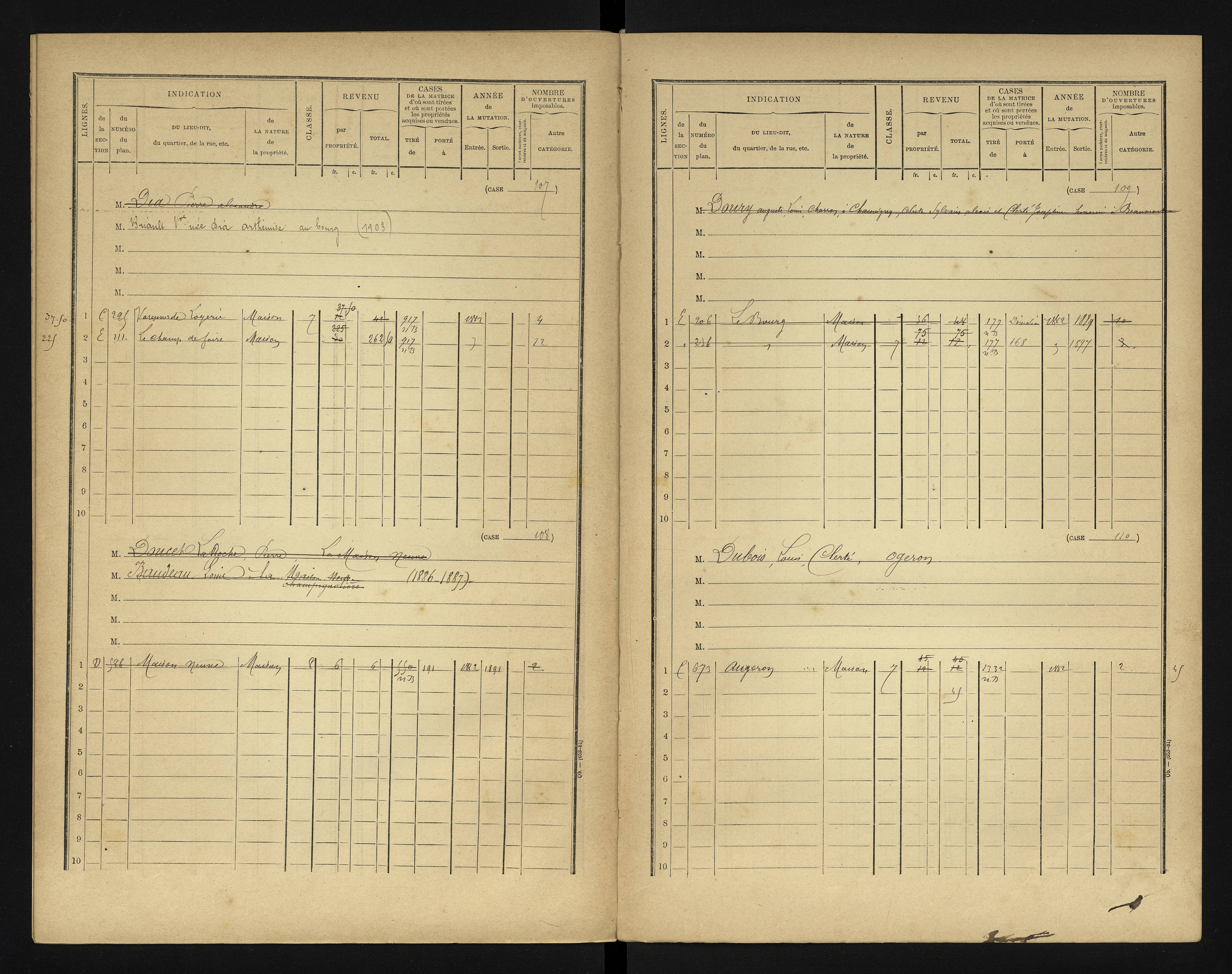 Bonneuil-Matours - FRAD086_cadastre Cases 1-444 