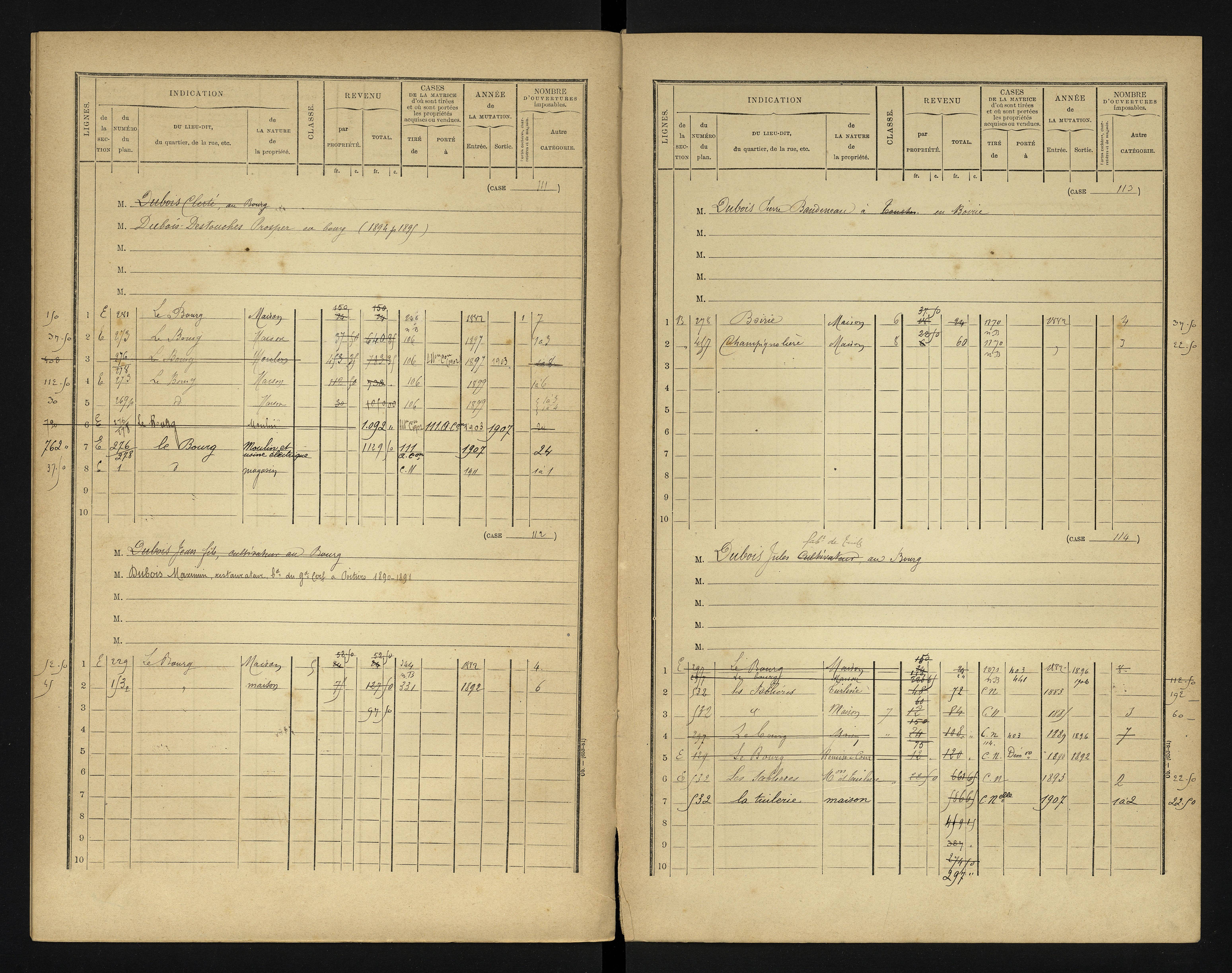 Bonneuil-Matours - FRAD086_cadastre Cases 1-444 