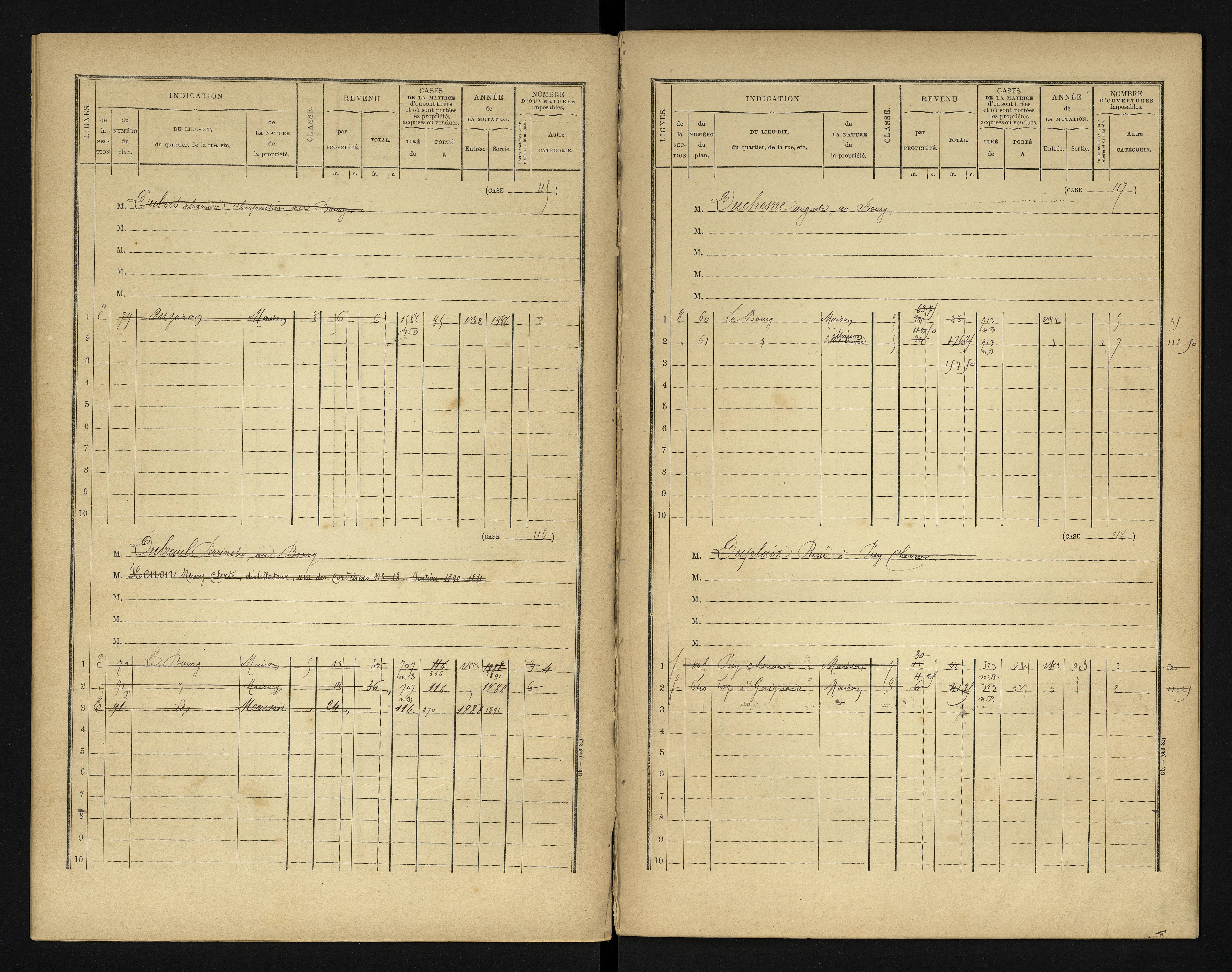 Bonneuil-Matours - FRAD086_cadastre Cases 1-444 