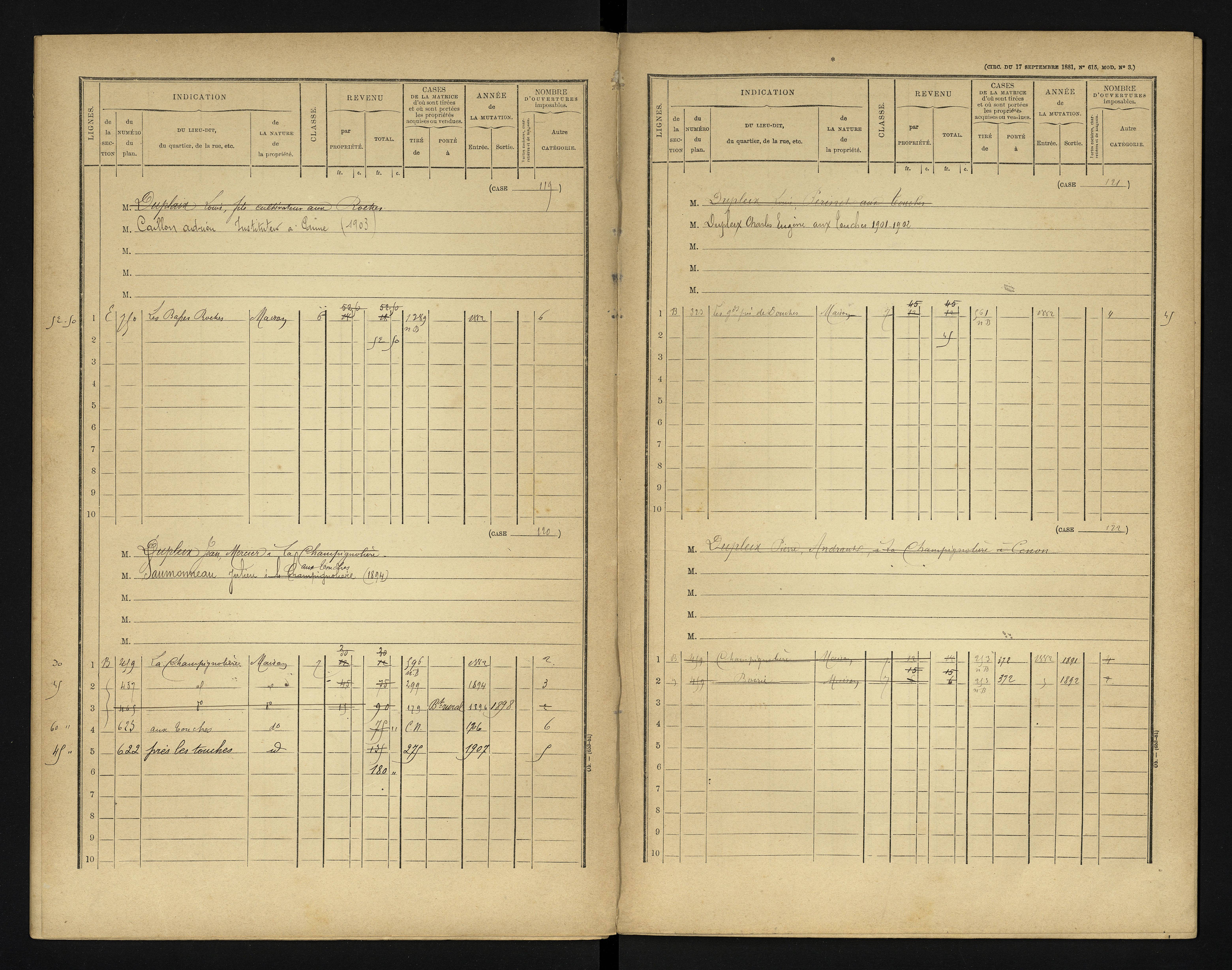 Bonneuil-Matours - FRAD086_cadastre Cases 1-444 