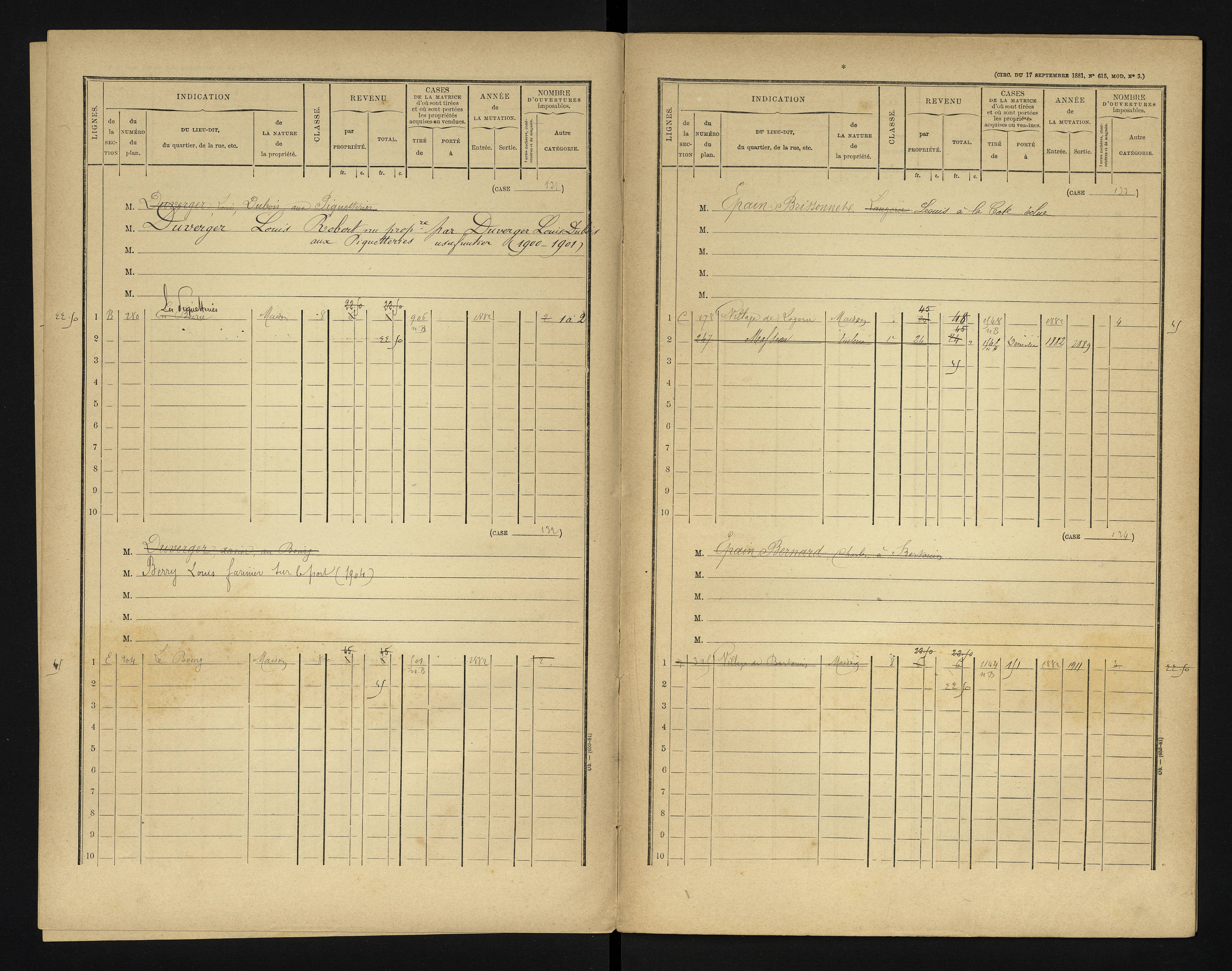 Bonneuil-Matours - FRAD086_cadastre Cases 1-444 