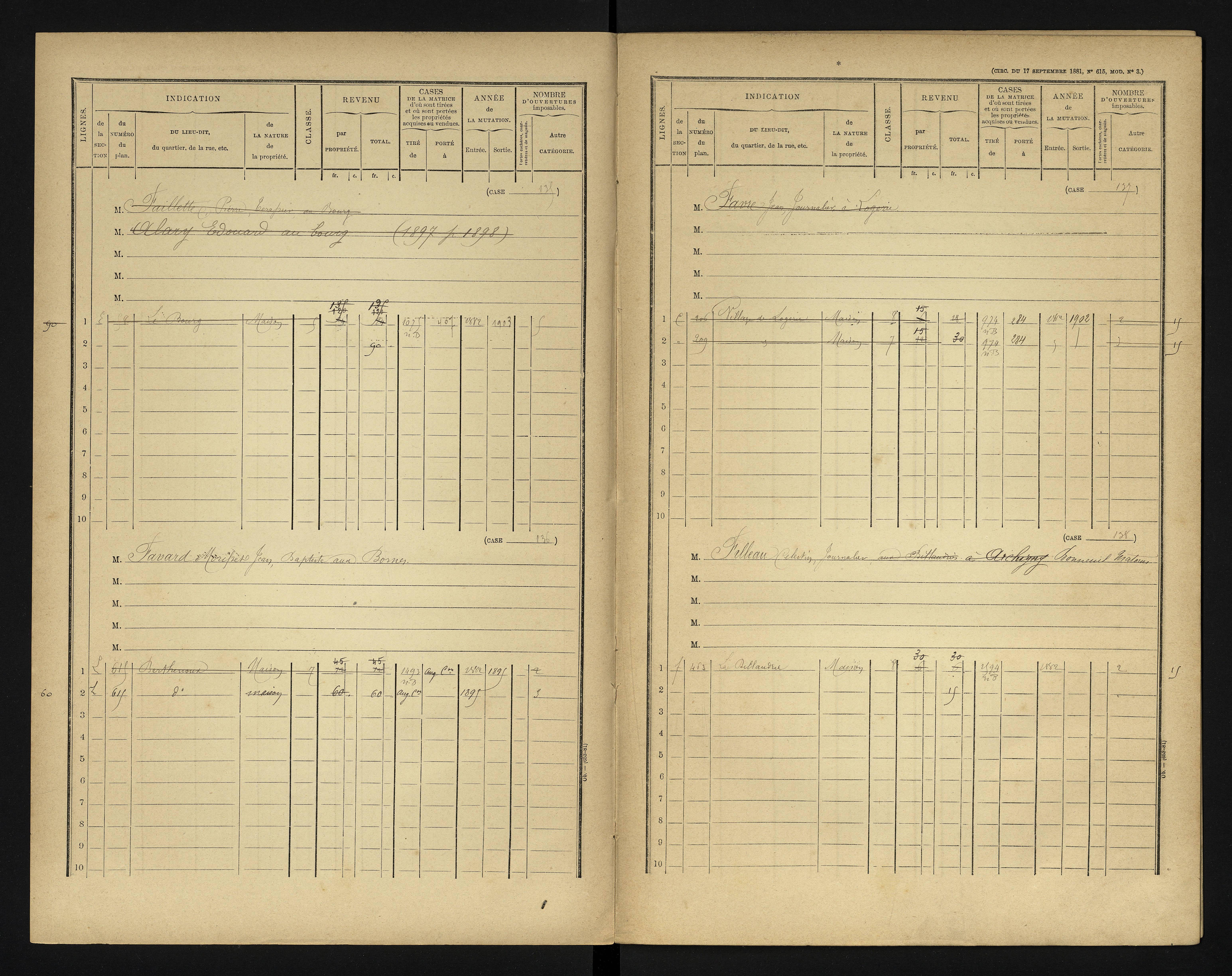 Bonneuil-Matours - FRAD086_cadastre Cases 1-444 