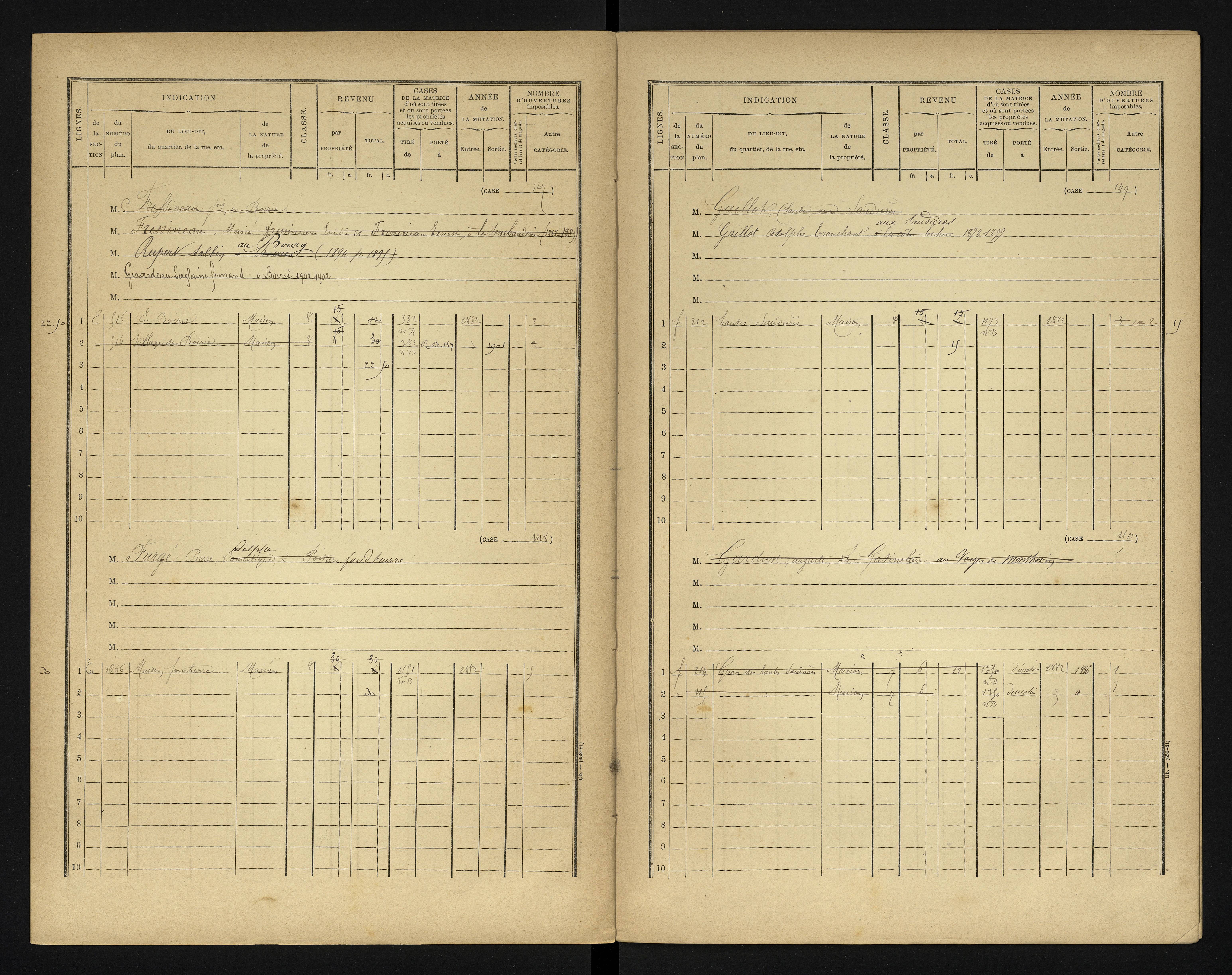 Bonneuil-Matours - FRAD086_cadastre Cases 1-444 