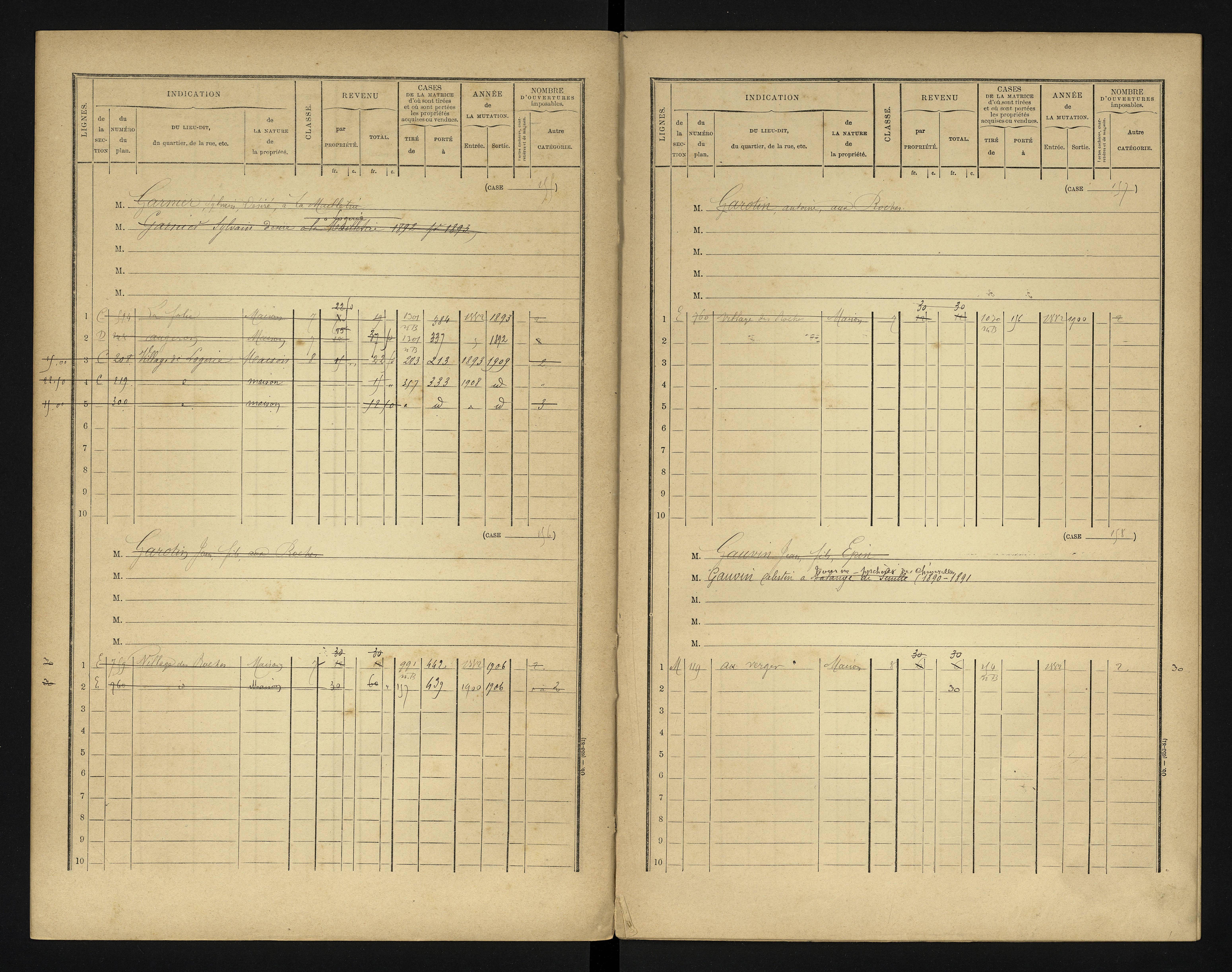 Bonneuil-Matours - FRAD086_cadastre Cases 1-444 