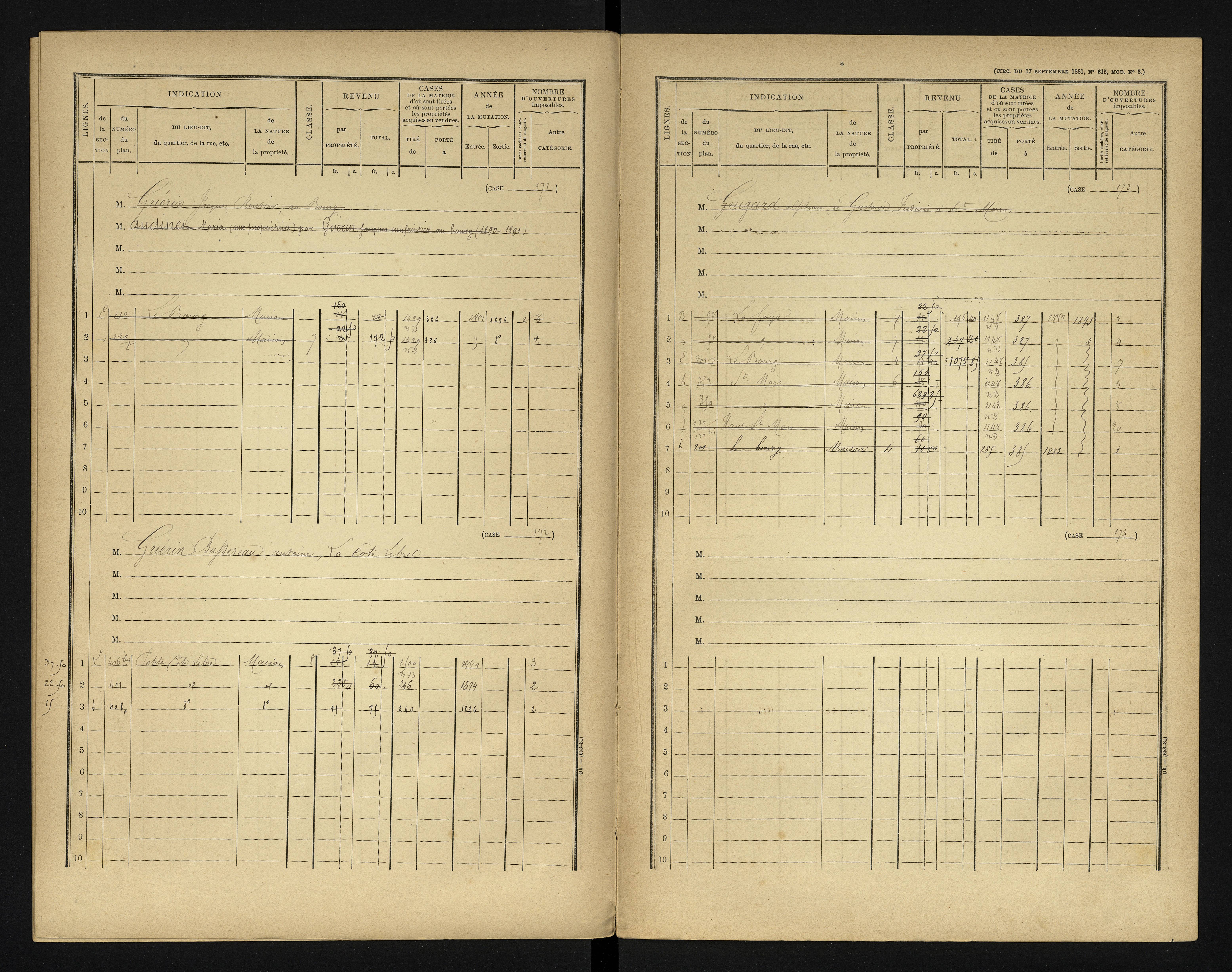 Bonneuil-Matours - FRAD086_cadastre Cases 1-444 