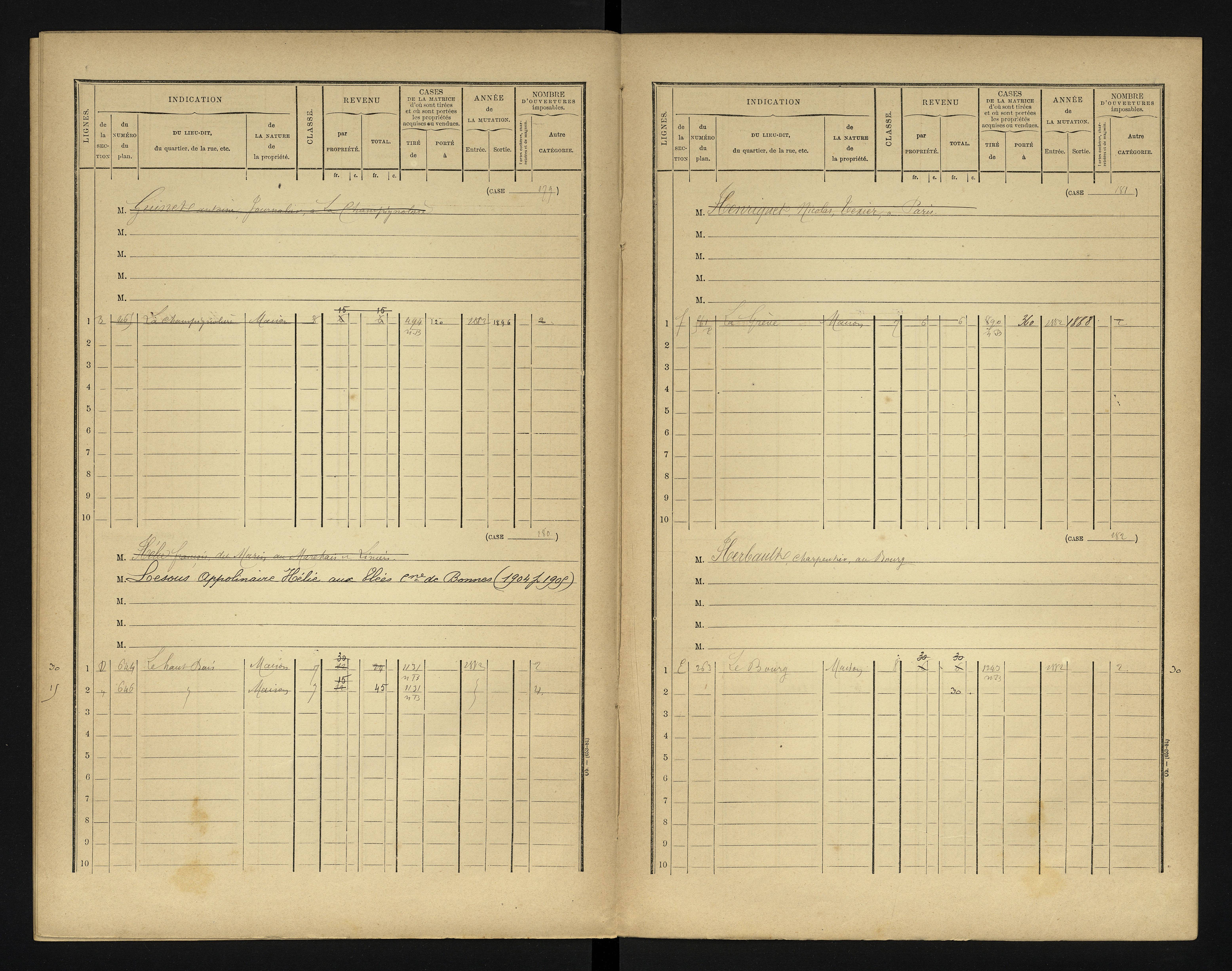 Bonneuil-Matours - FRAD086_cadastre Cases 1-444 