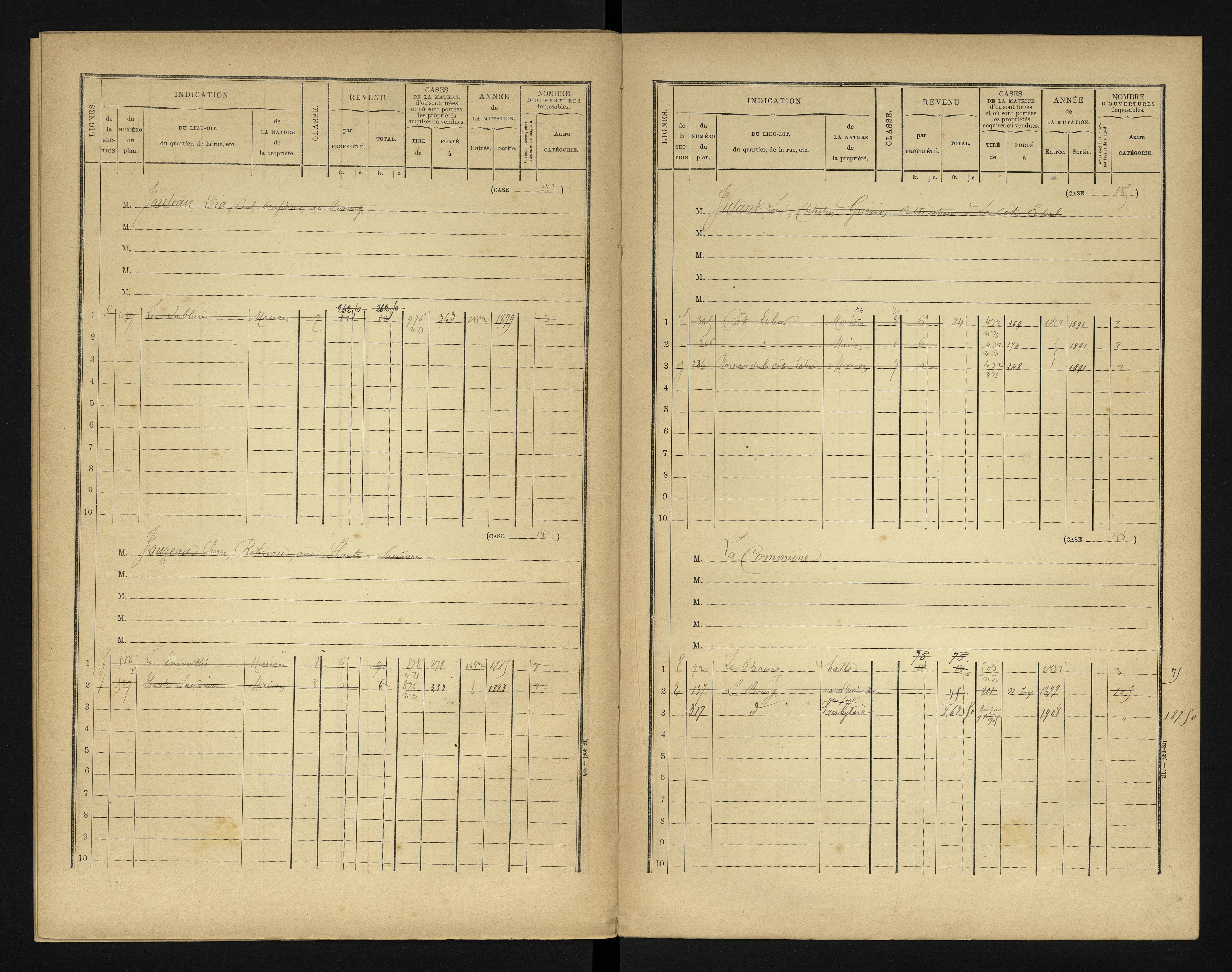 Bonneuil-Matours - FRAD086_cadastre Cases 1-444 