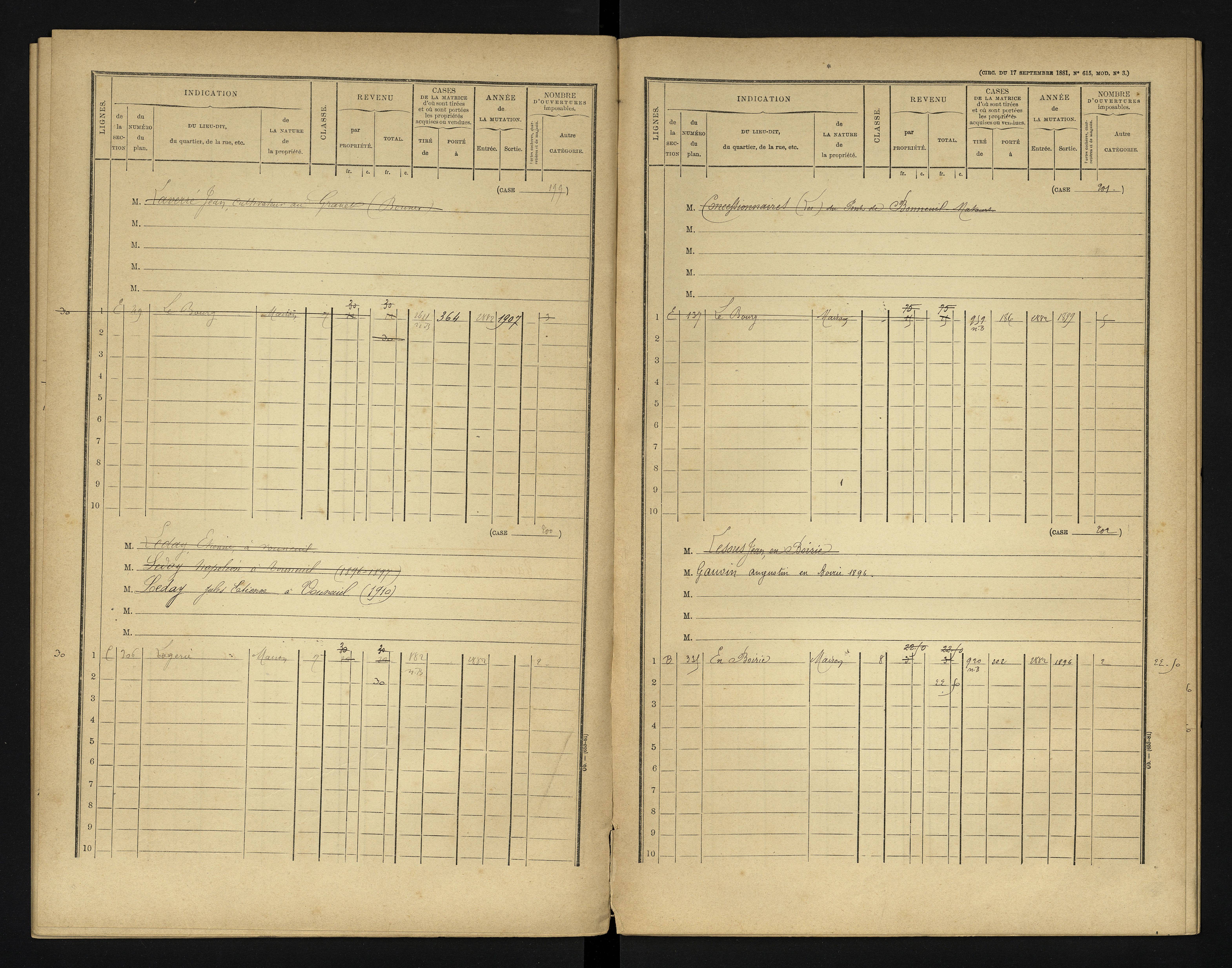 Bonneuil-Matours - FRAD086_cadastre Cases 1-444 