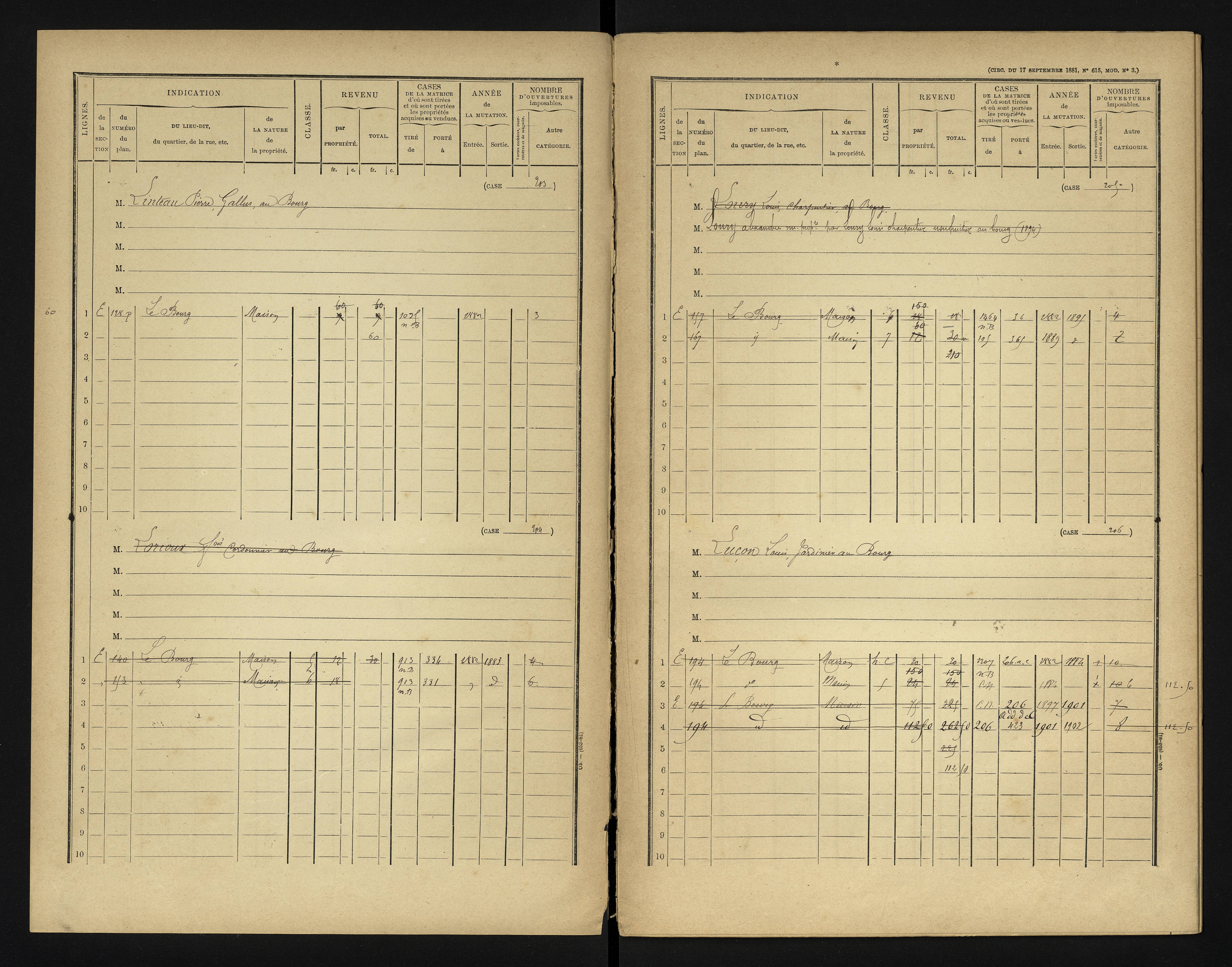 Bonneuil-Matours - FRAD086_cadastre Cases 1-444 