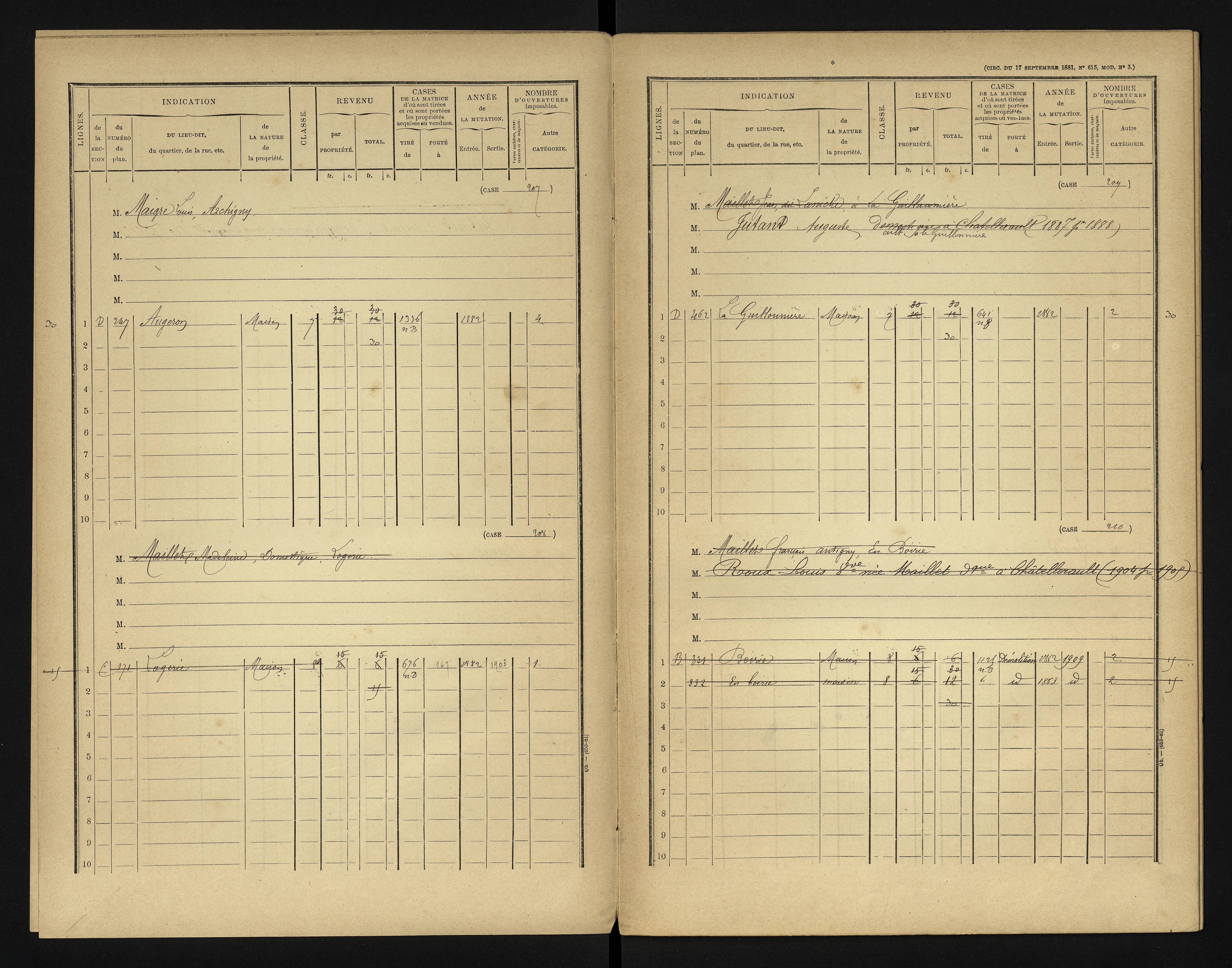 Bonneuil-Matours - FRAD086_cadastre Cases 1-444 