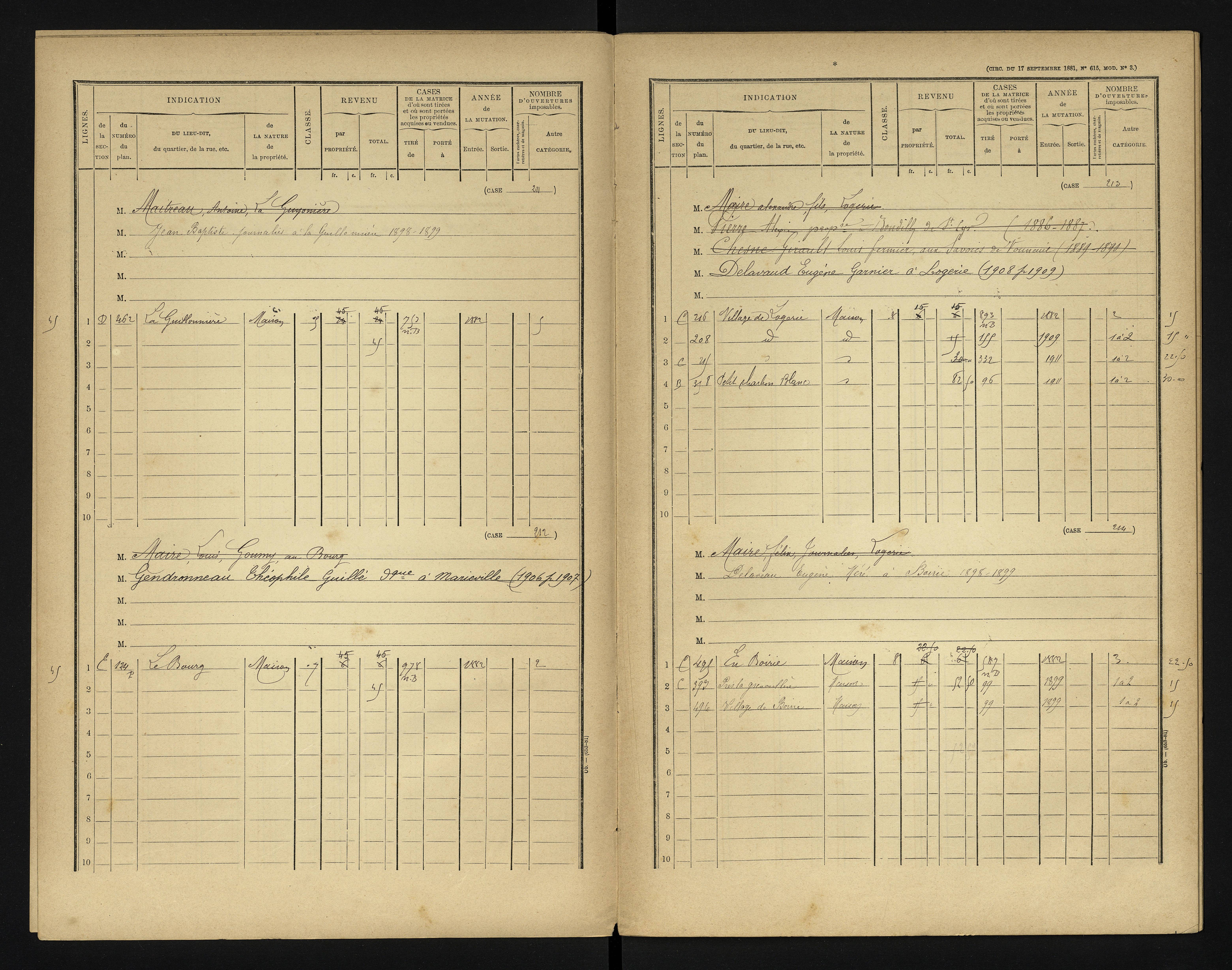 Bonneuil-Matours - FRAD086_cadastre Cases 1-444 