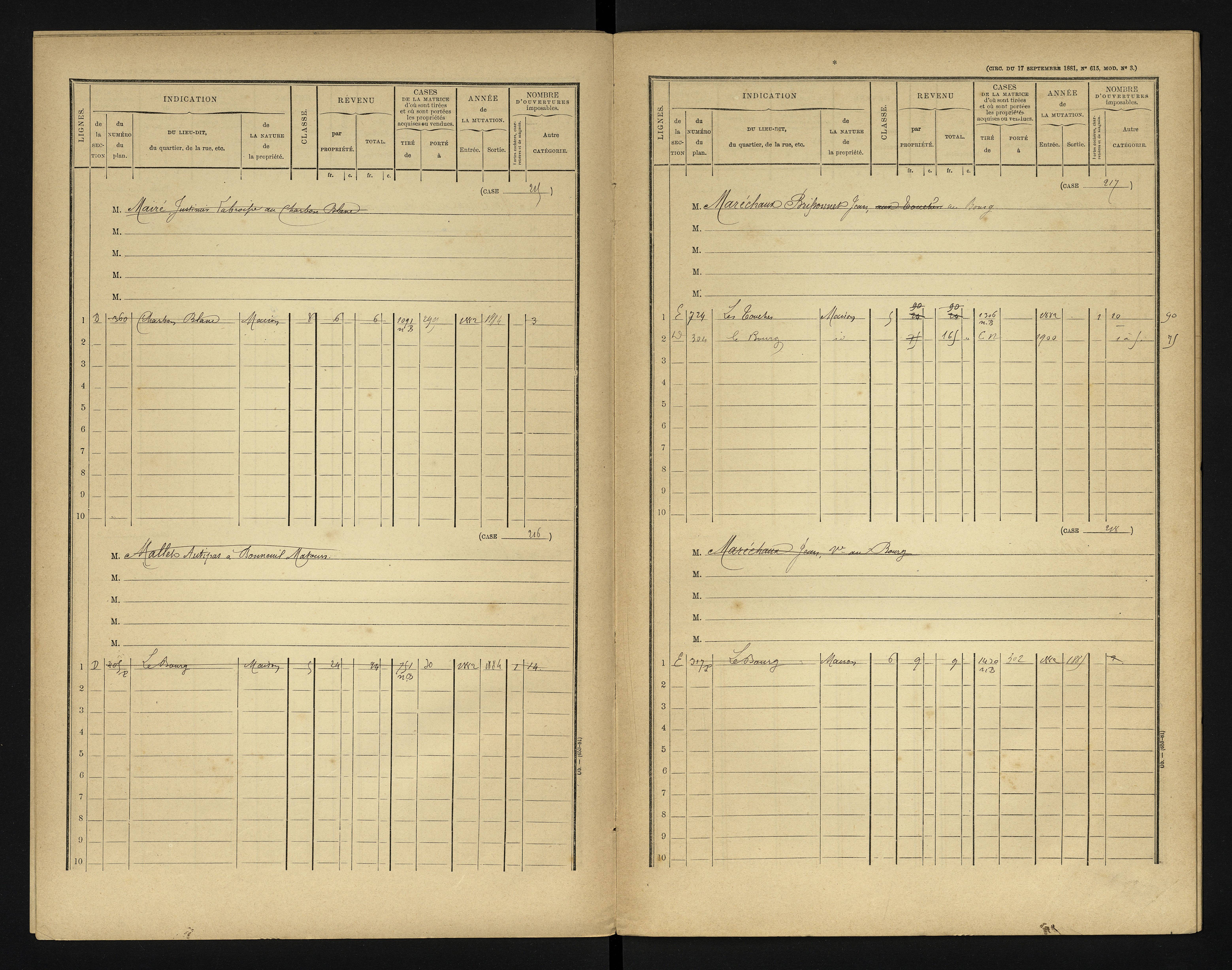 Bonneuil-Matours - FRAD086_cadastre Cases 1-444 