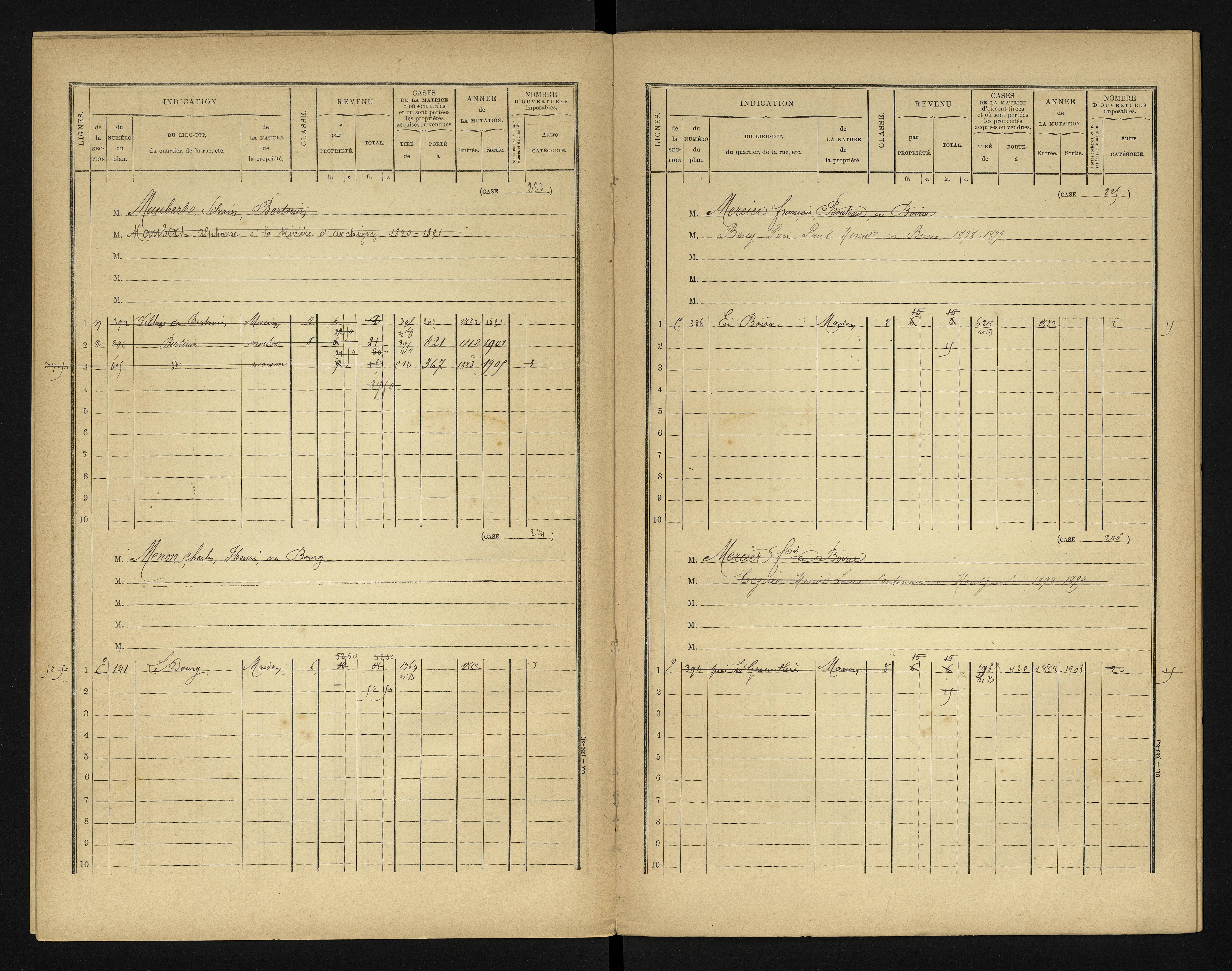 Bonneuil-Matours - FRAD086_cadastre Cases 1-444 