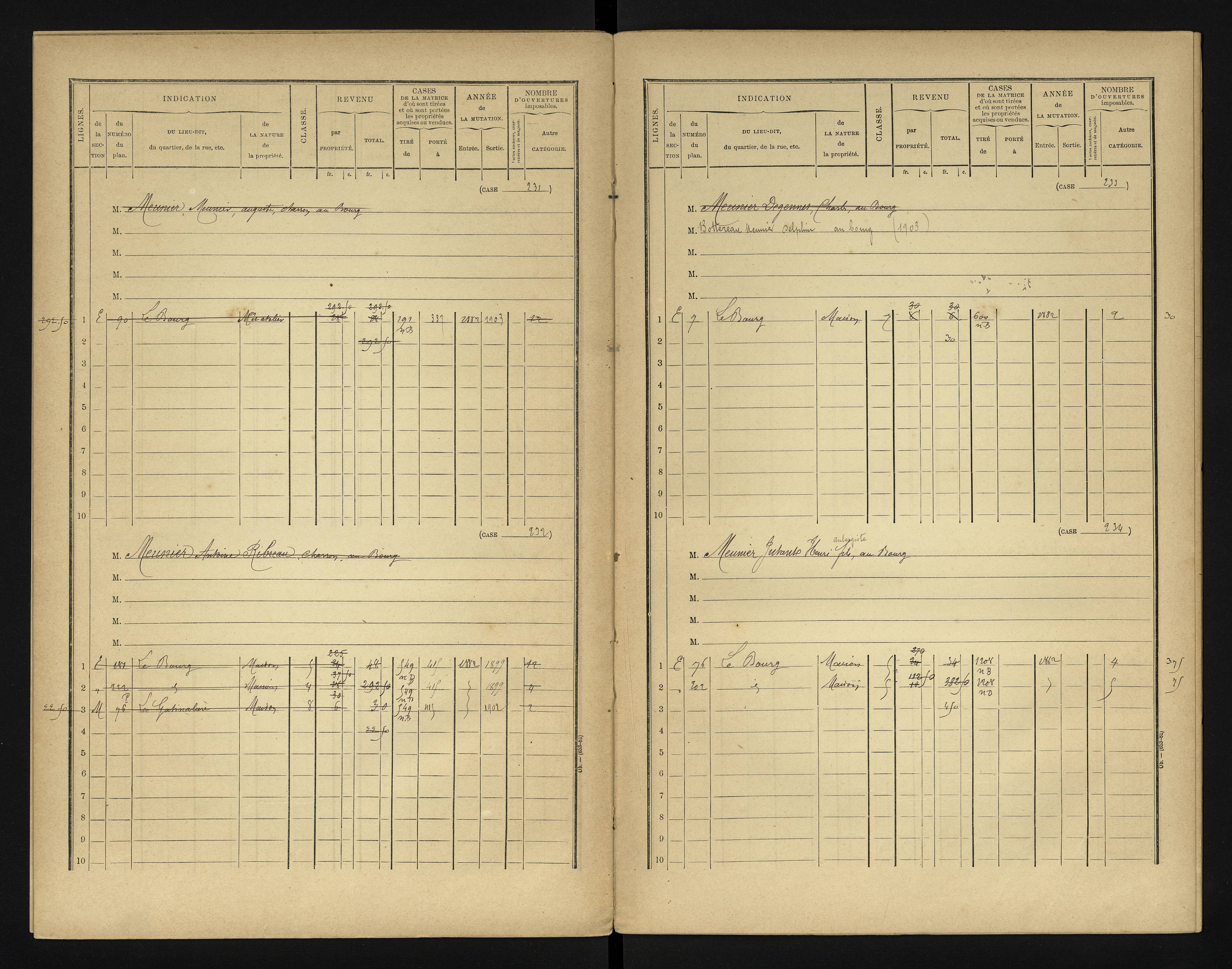 Bonneuil-Matours - FRAD086_cadastre Cases 1-444 