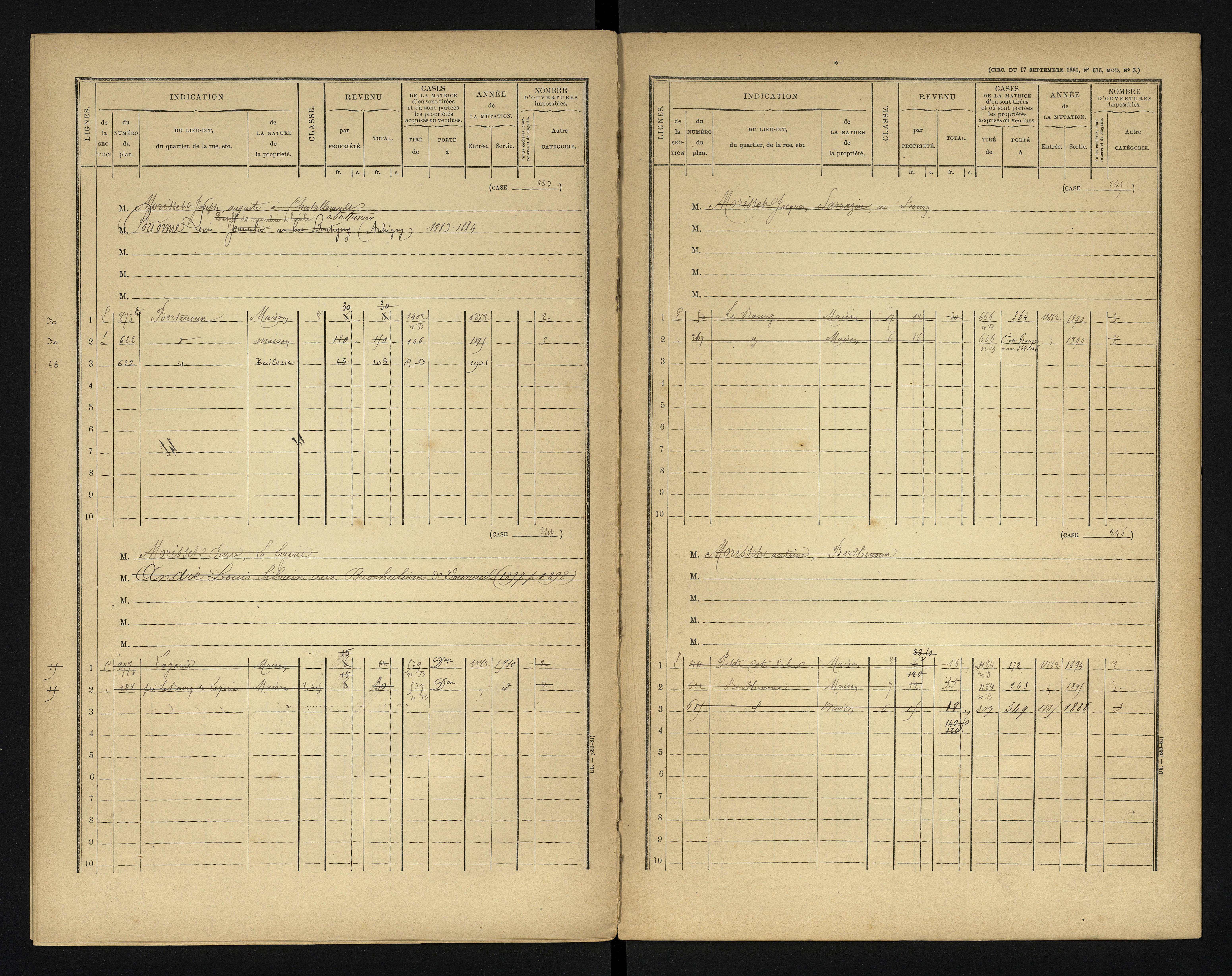 Bonneuil-Matours - FRAD086_cadastre Cases 1-444 