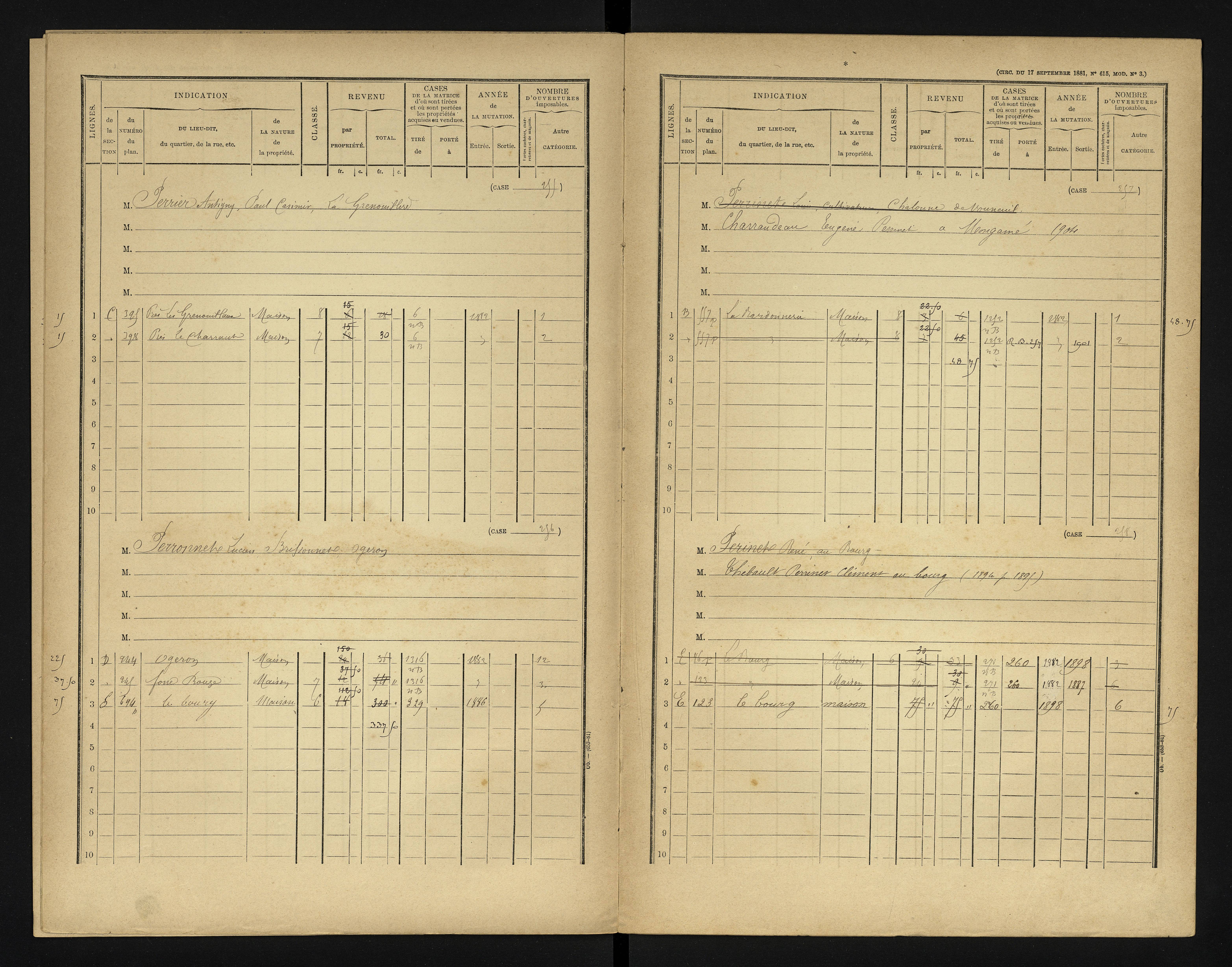Bonneuil-Matours - FRAD086_cadastre Cases 1-444 