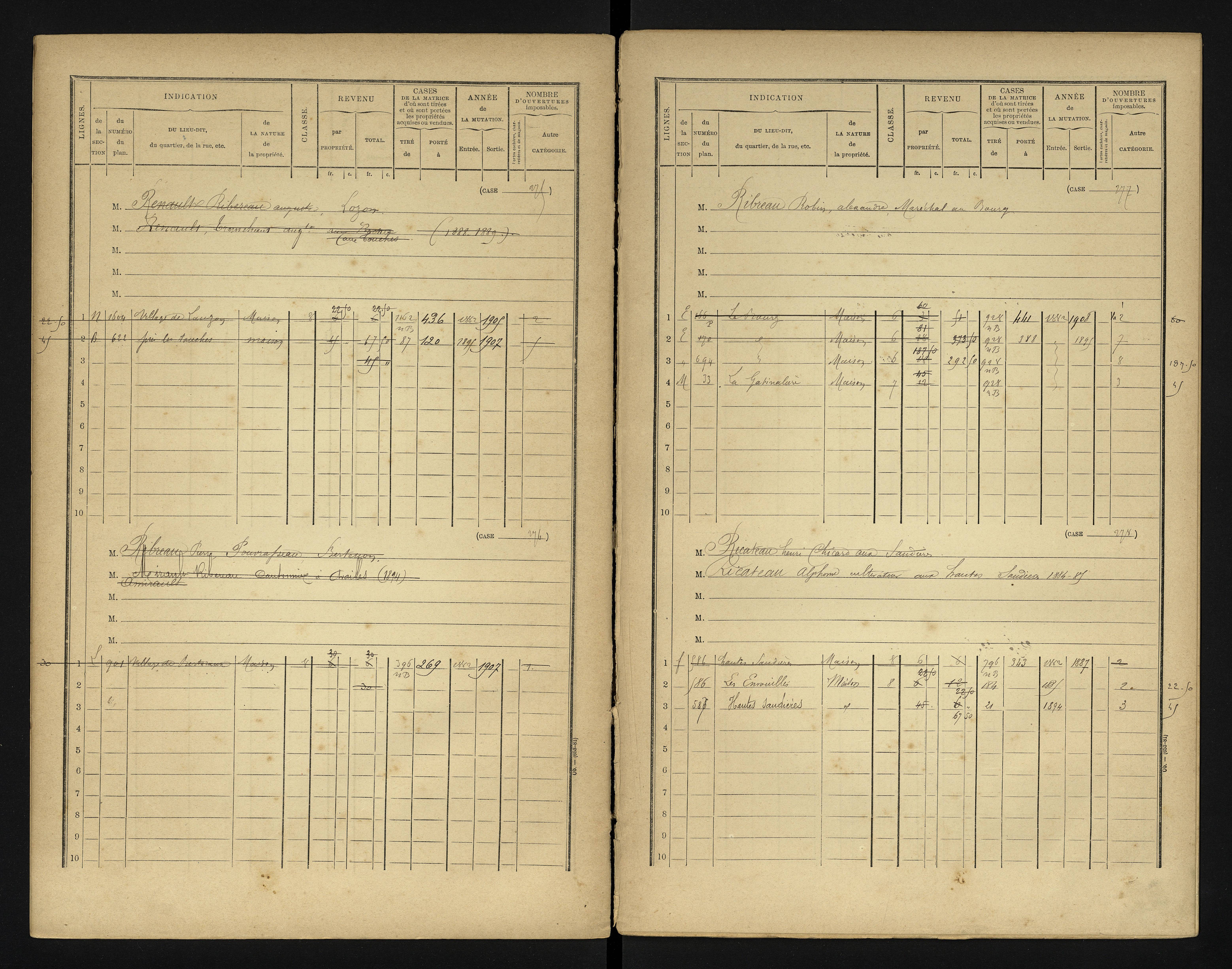 Bonneuil-Matours - FRAD086_cadastre Cases 1-444 