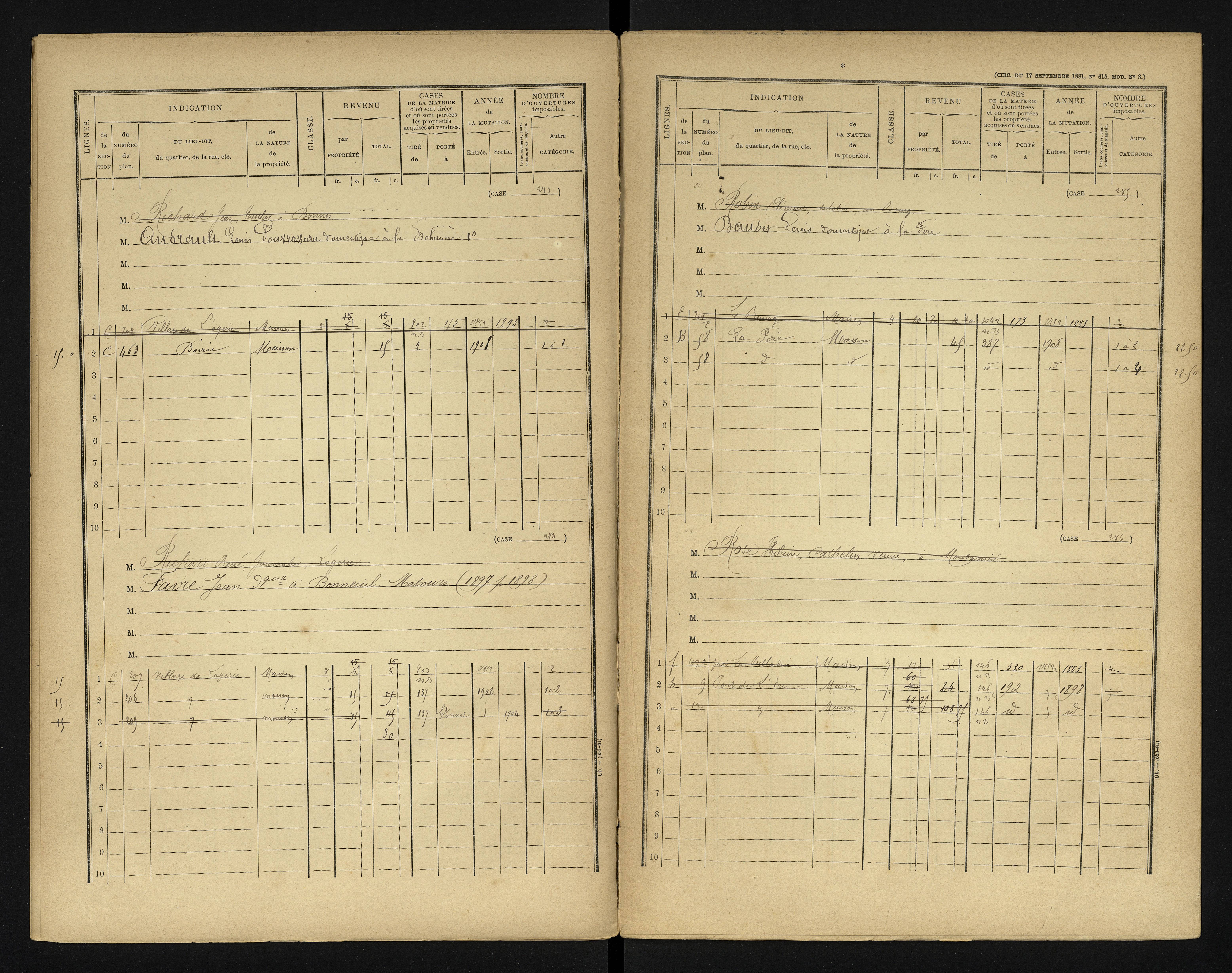Bonneuil-Matours - FRAD086_cadastre Cases 1-444 