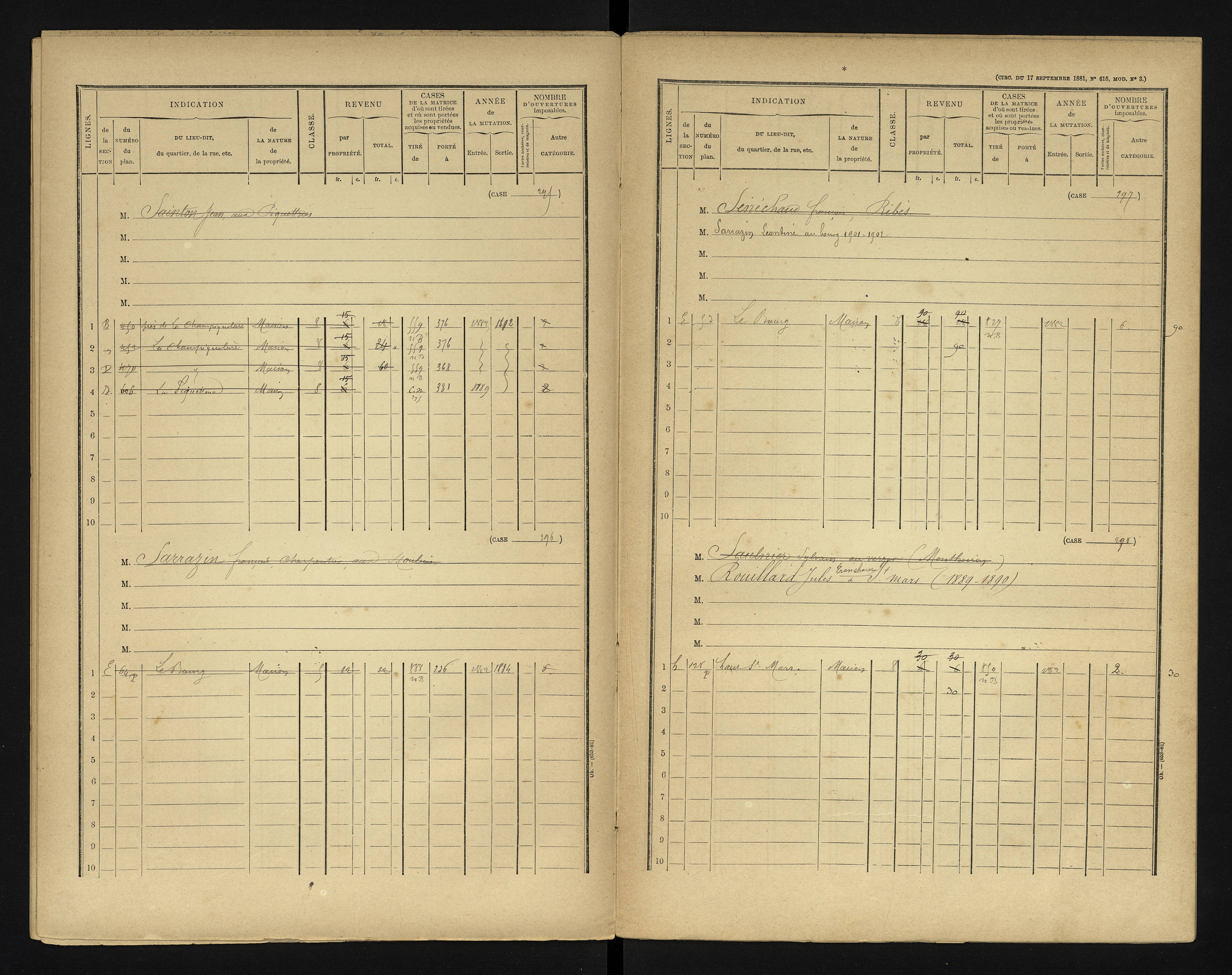 Bonneuil-Matours - FRAD086_cadastre Cases 1-444 