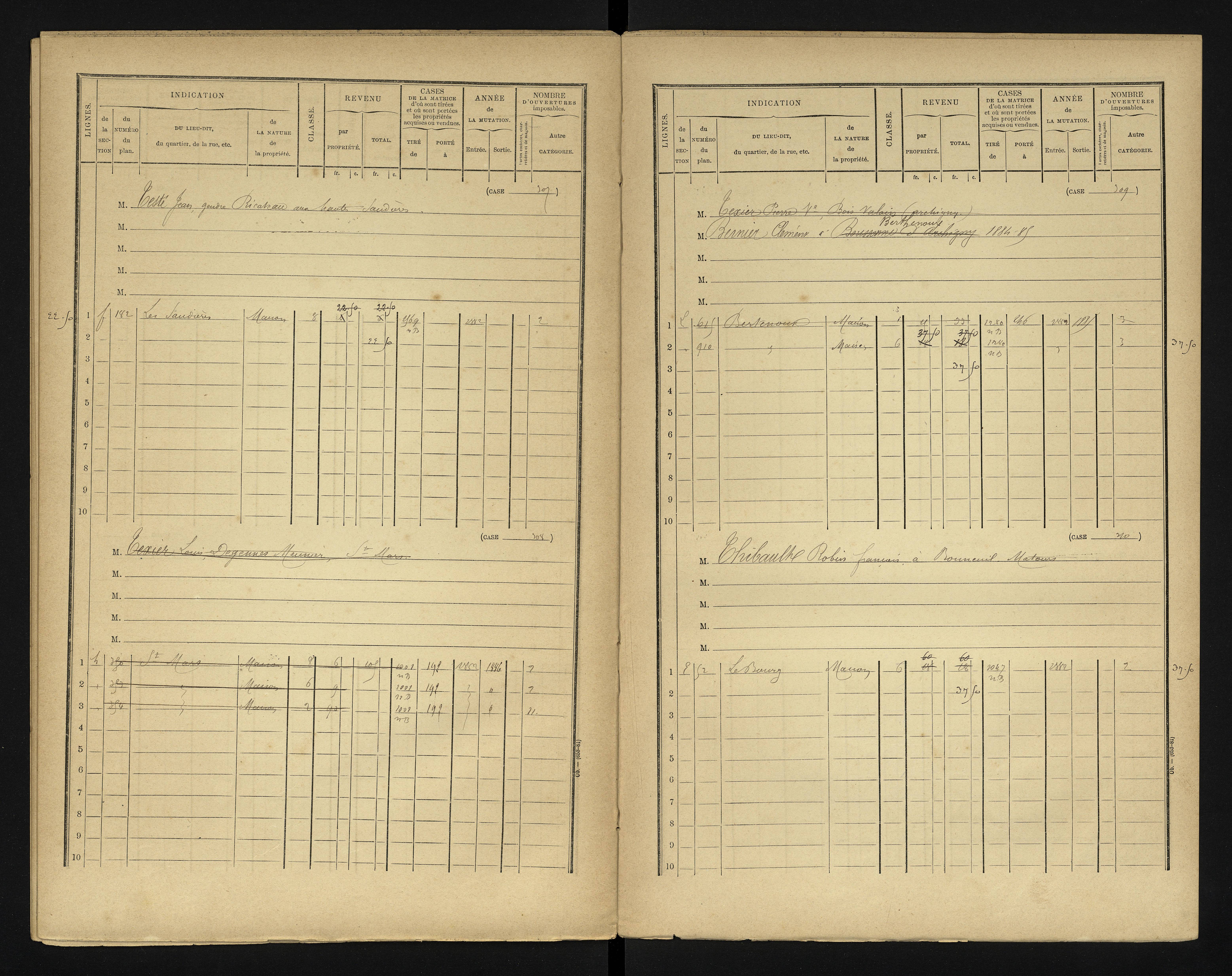 Bonneuil-Matours - FRAD086_cadastre Cases 1-444 