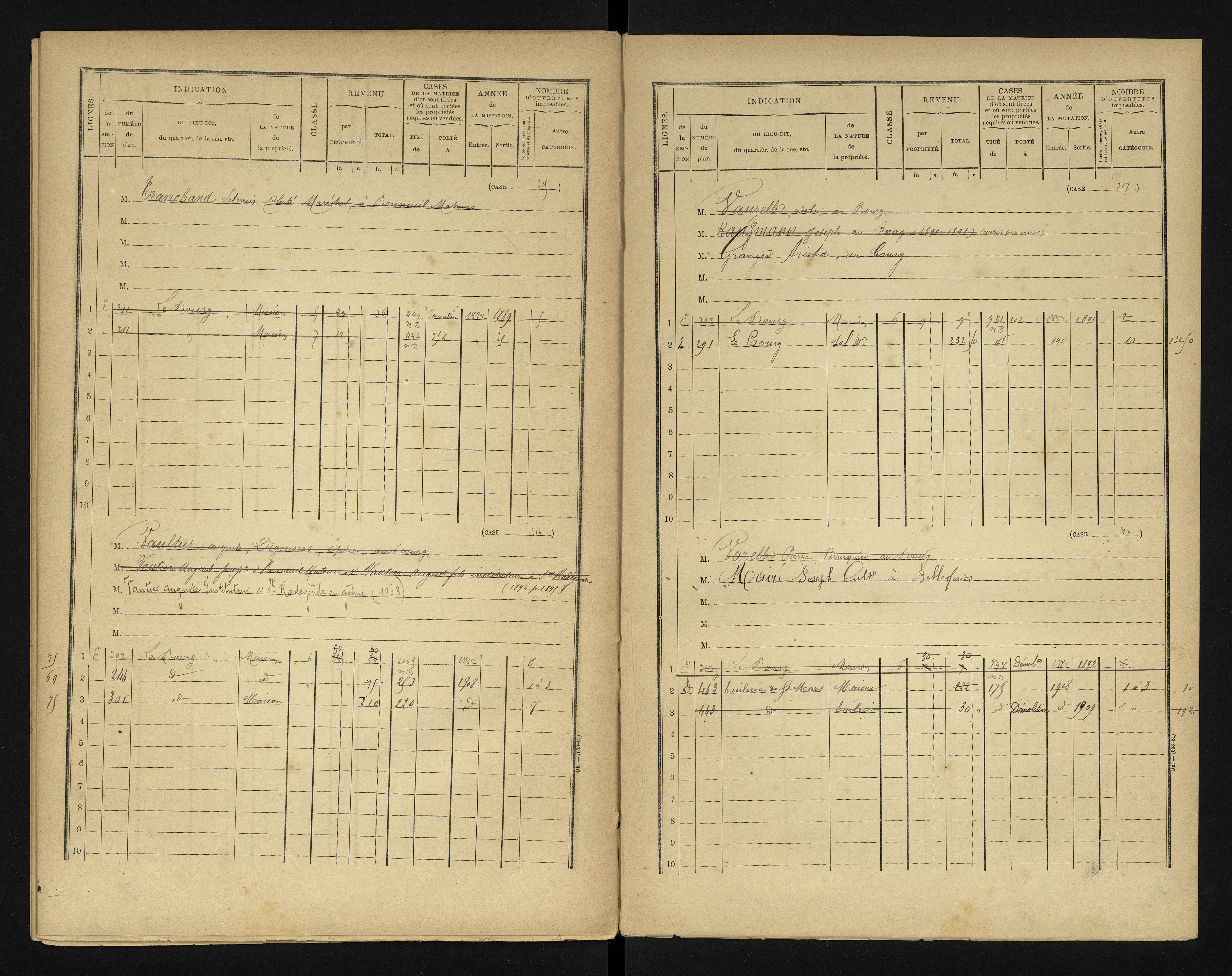 Bonneuil-Matours - FRAD086_cadastre Cases 1-444 