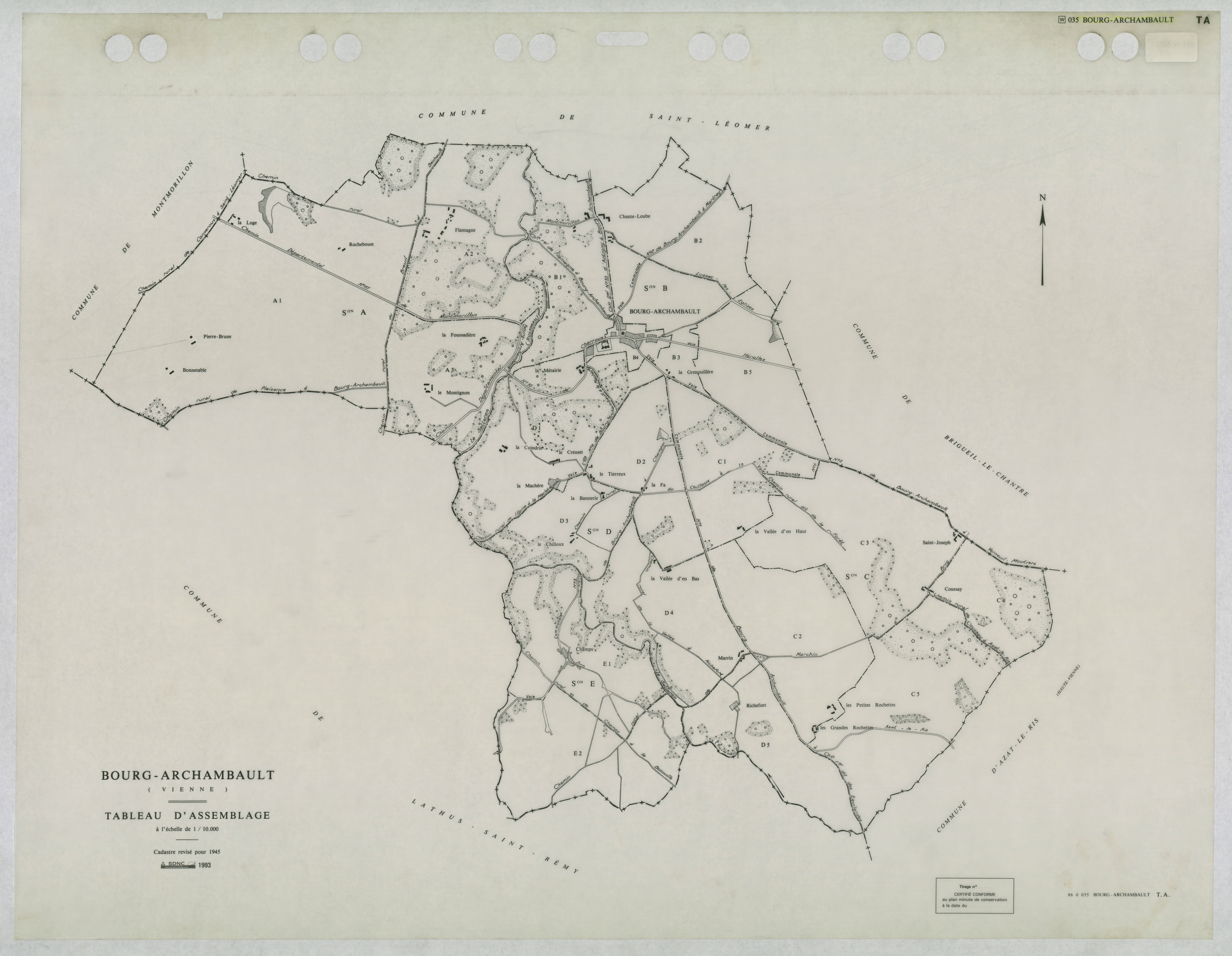 Bourg-Archambault - FRAD086_cadastre Tableau d'assemblage (1 feuille) 