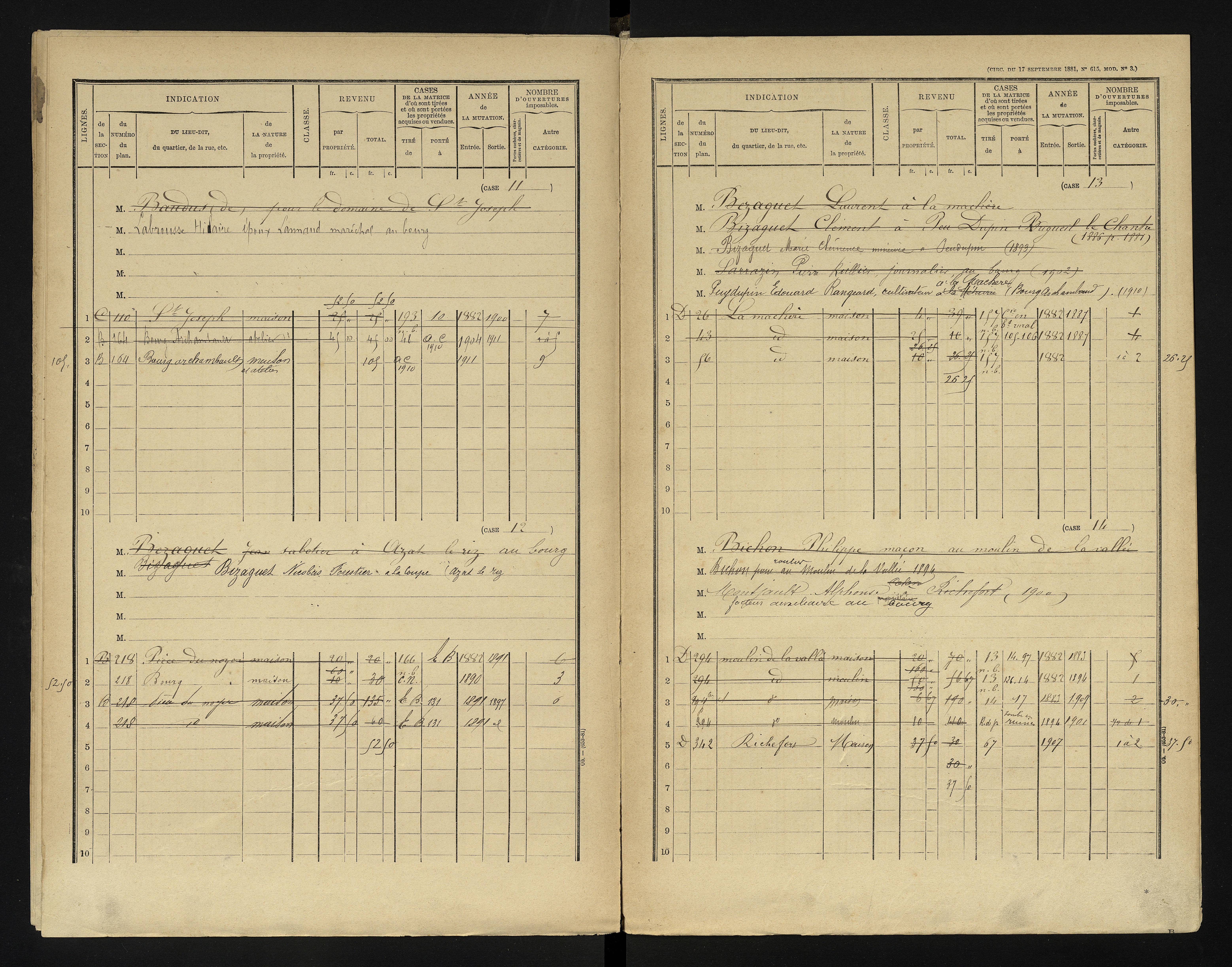 Bourg-Archambault - FRAD086_cadastre Cases 1-144 