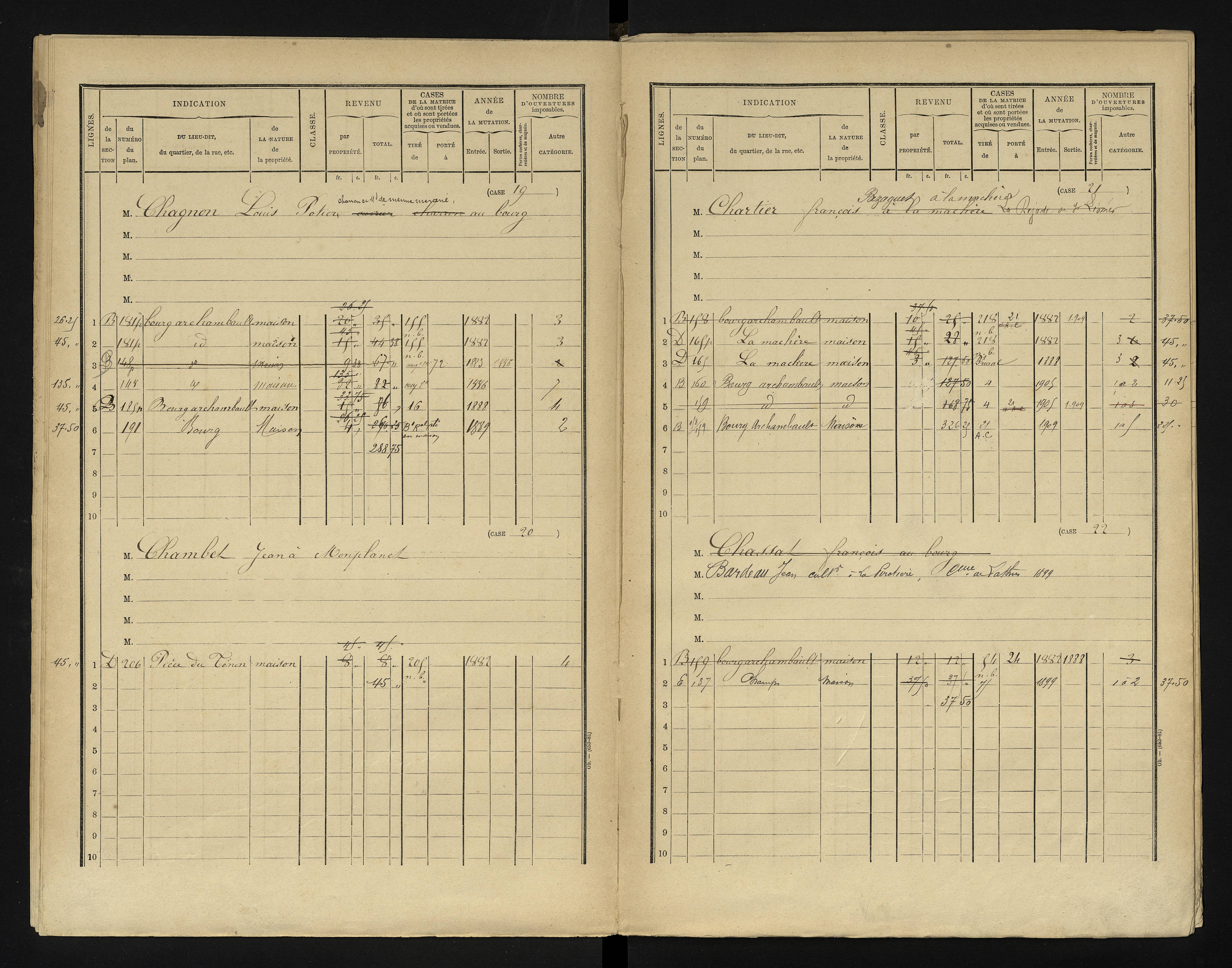 Bourg-Archambault - FRAD086_cadastre Cases 1-144 