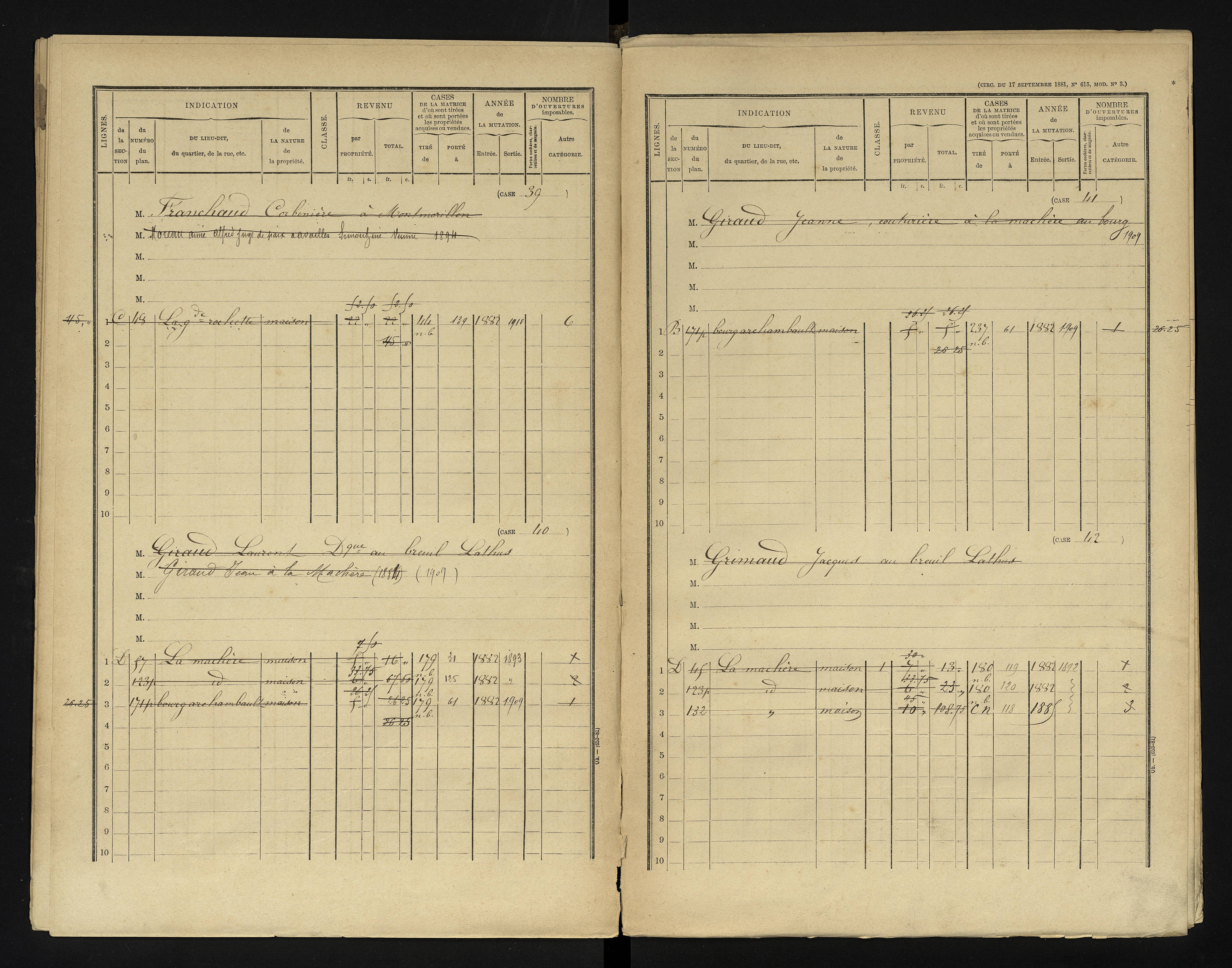 Bourg-Archambault - FRAD086_cadastre Cases 1-144 