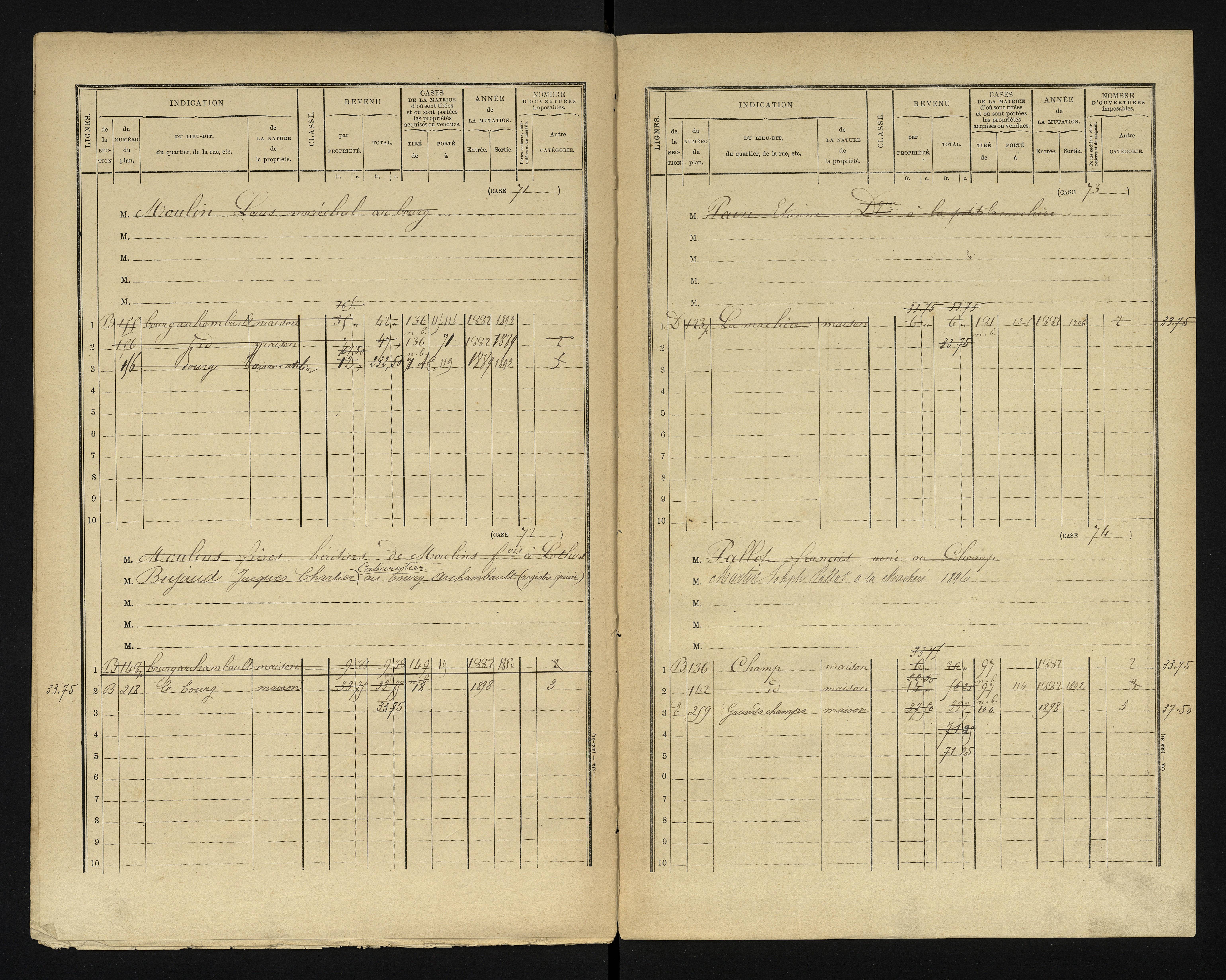 Bourg-Archambault - FRAD086_cadastre Cases 1-144 