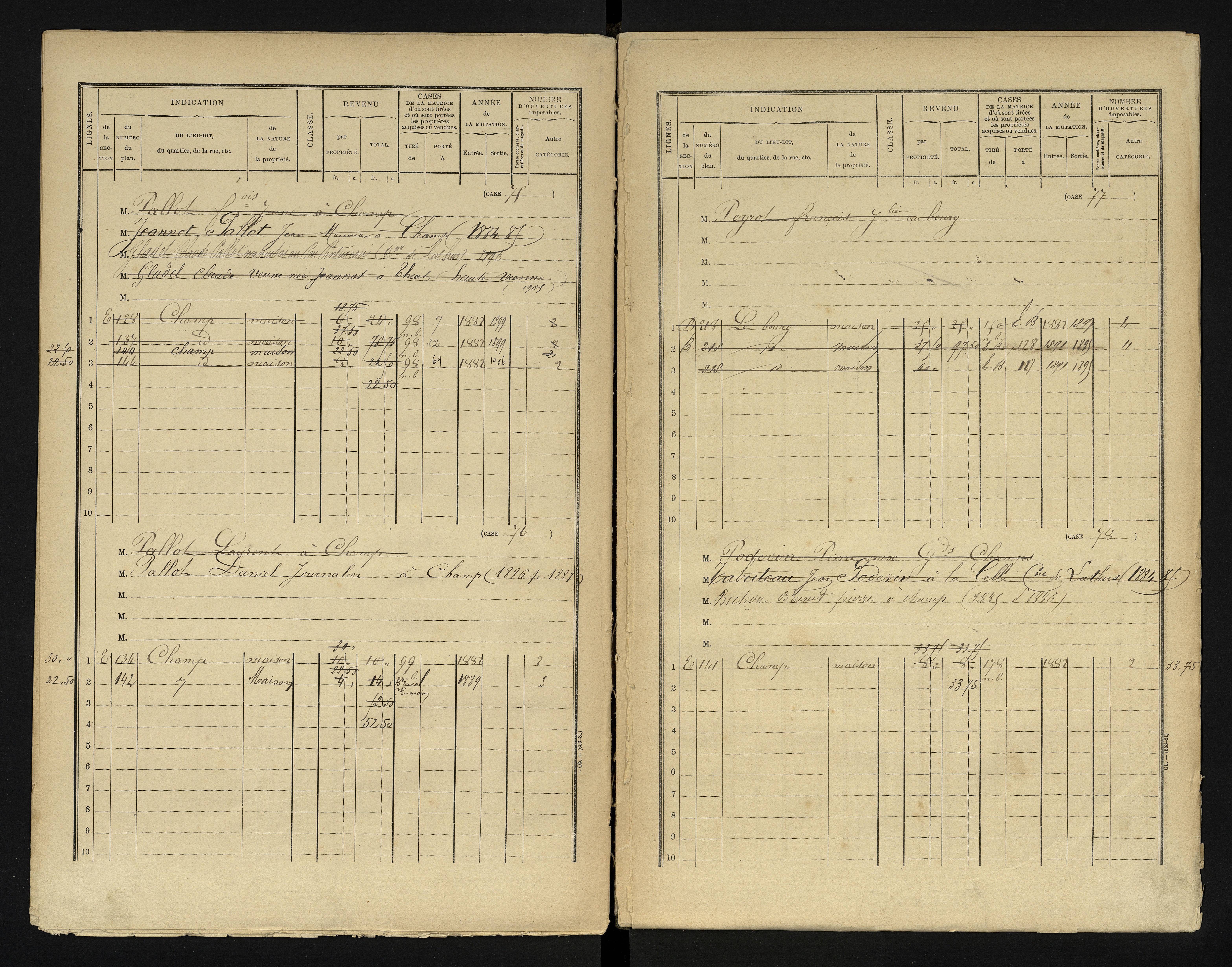Bourg-Archambault - FRAD086_cadastre Cases 1-144 