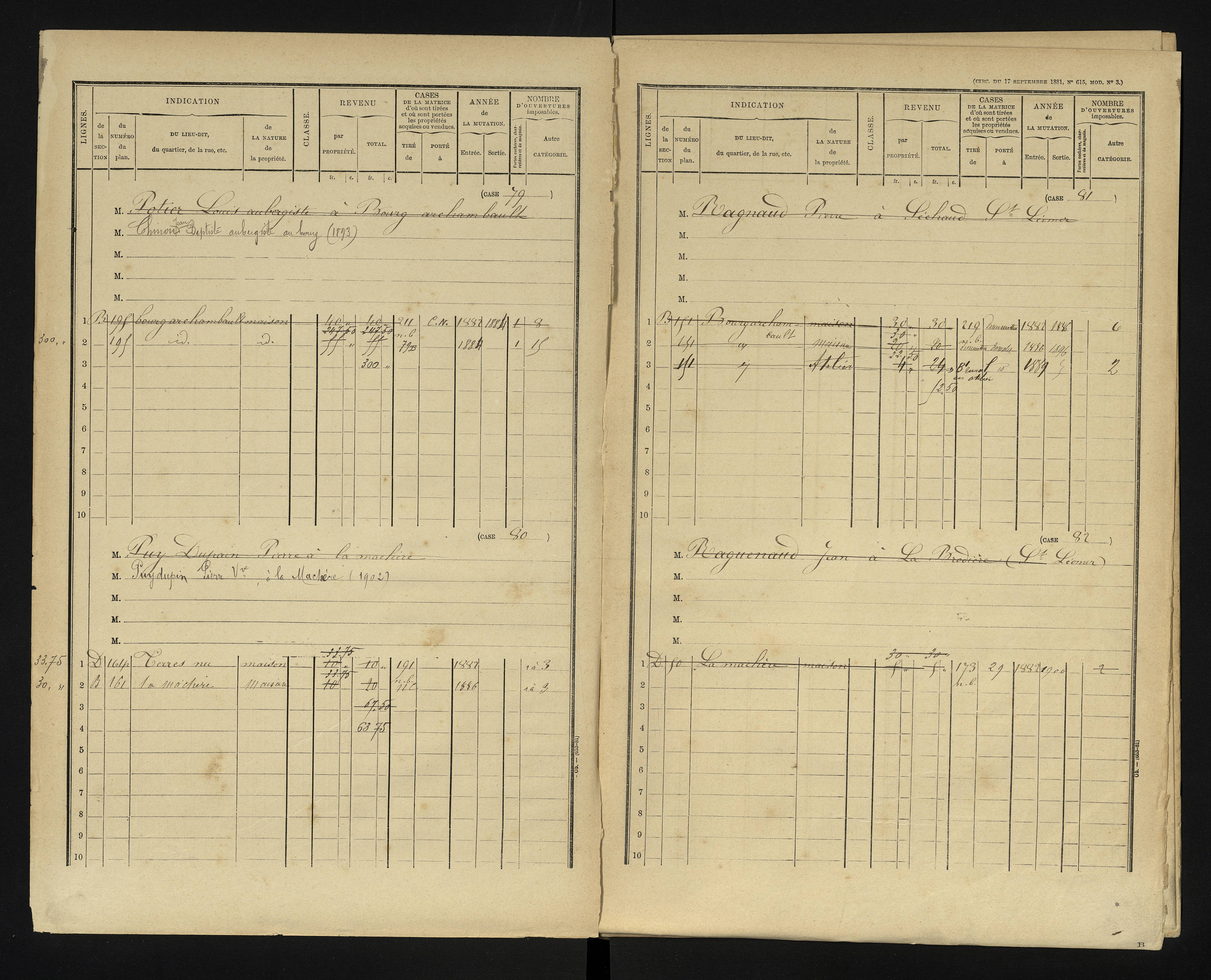 Bourg-Archambault - FRAD086_cadastre Cases 1-144 