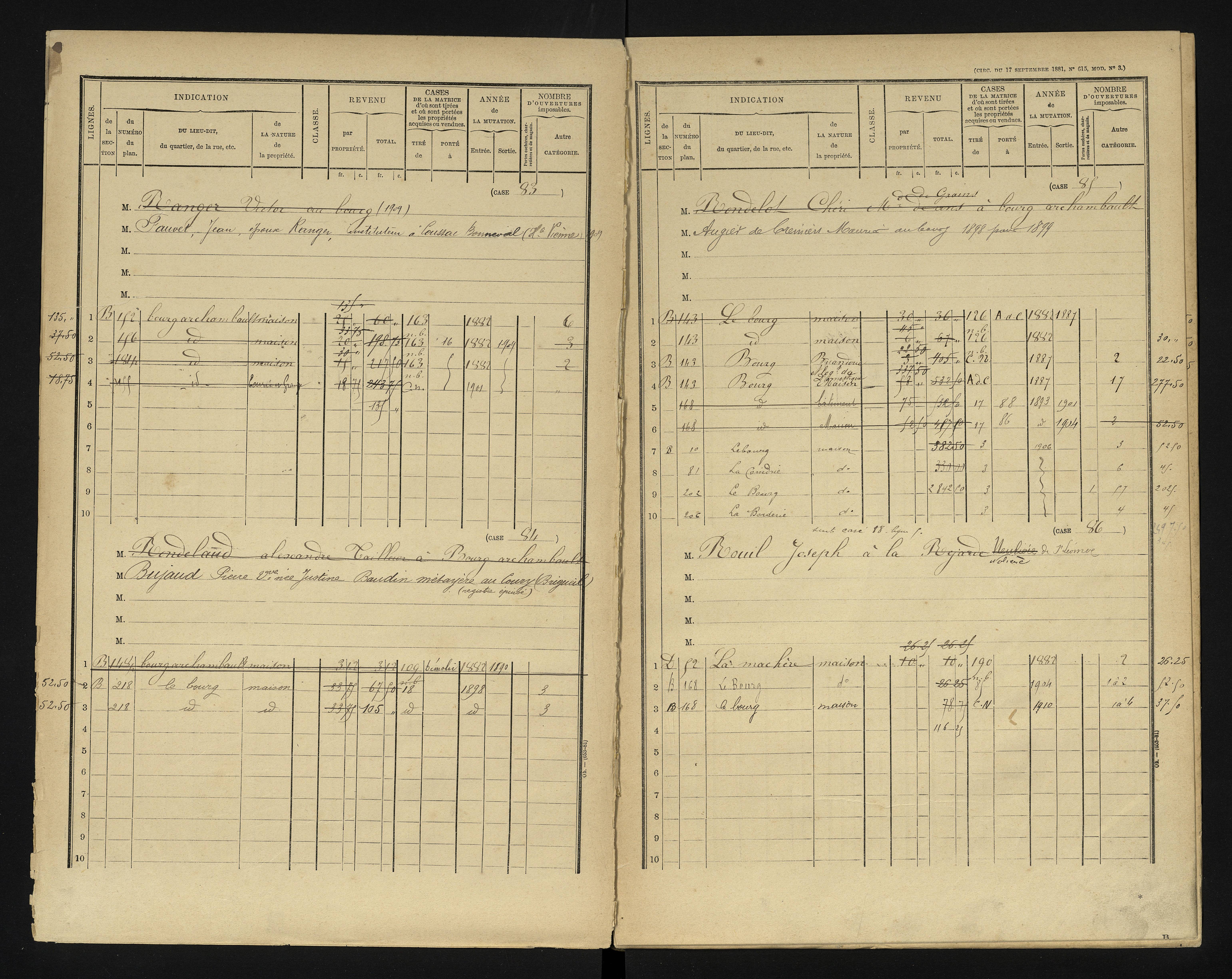 Bourg-Archambault - FRAD086_cadastre Cases 1-144 